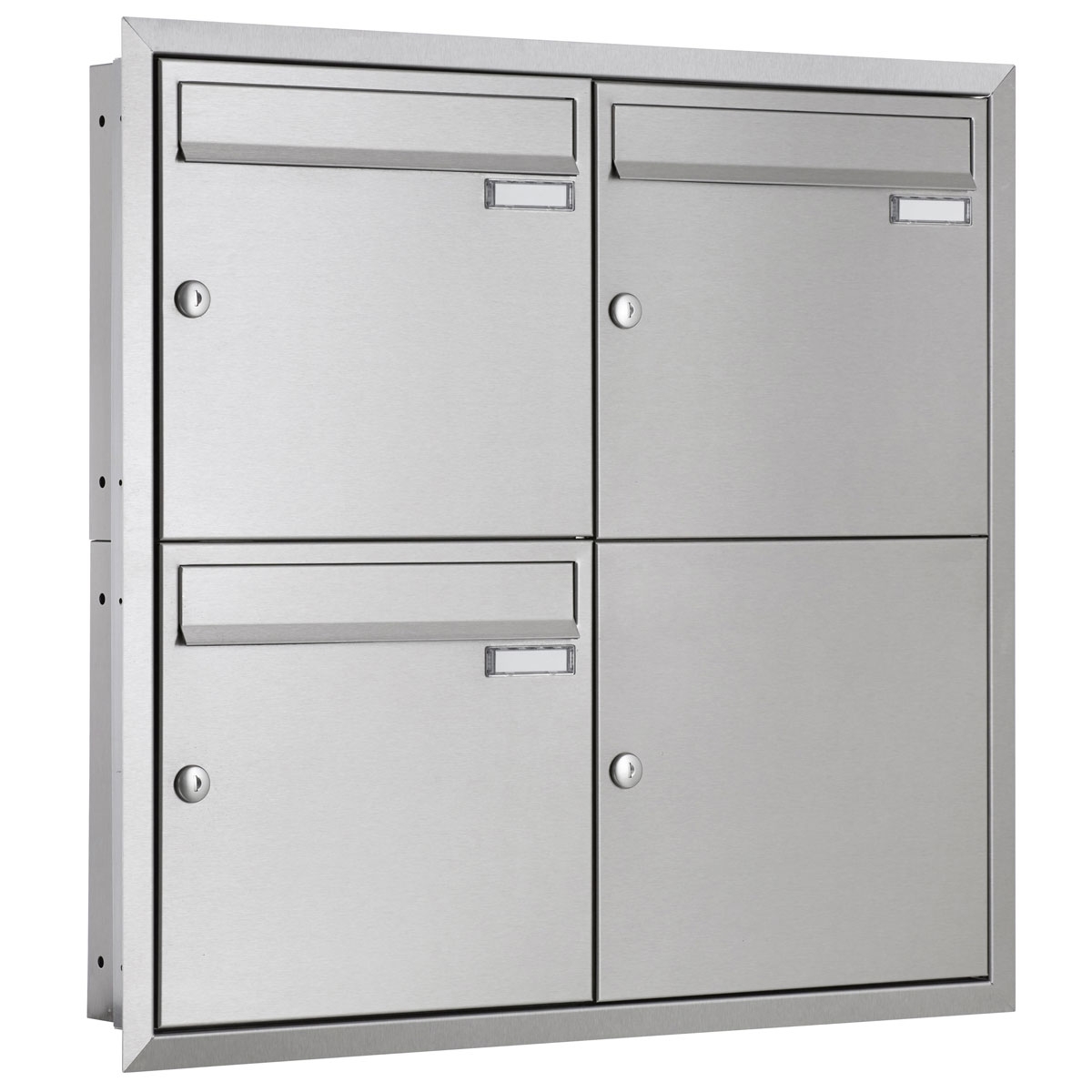 3 x 2 stainless steel flush-mounted letterbox system BASIC Plus 382XU UP - polished stainless steel - 3 parties
