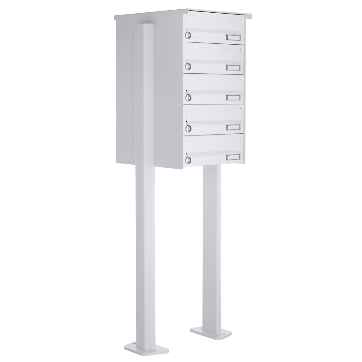 5er Standbriefkasten Design BASIC 385P-9016 ST-T - RAL 9016 verkehrsweiß