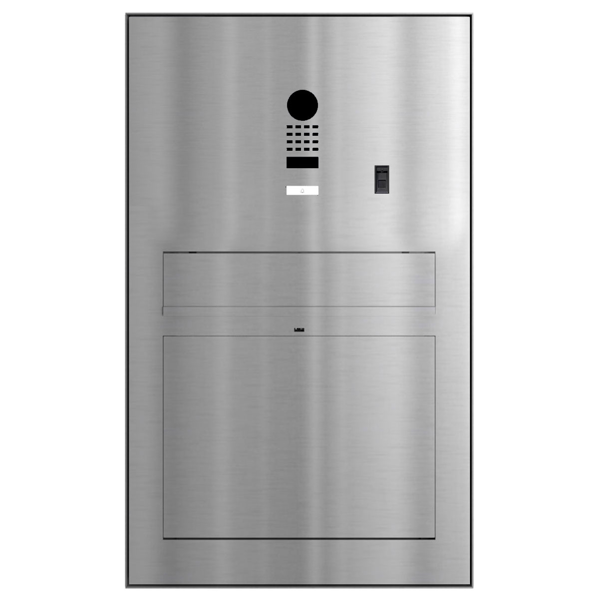 Design surface-mounted letterbox GRIMM - polished stainless steel with DoorBird video intercom system Design surface-mounted letterbox GRIMM - polished stainless steel with DoorBird video intercom system