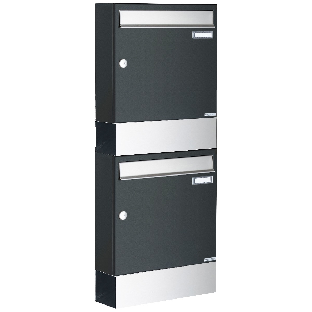 2er 2x1 Aufputz Briefkasten BASIC 382A AP mit Zeitungsfach - Edelstahl-RAL 7016 anthrazitgrau 2er 2x1 Aufputz Briefkasten BASIC 382A AP mit Zeitungsfach - Edelstahl-RAL 7016 anthrazitgrau