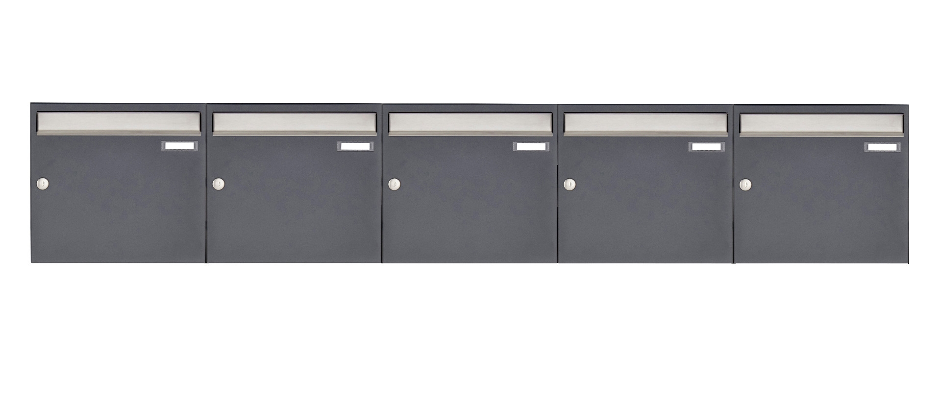 5er 5x1 Aufputz Briefkastenanlage Design BASIC 382 AP - Edelstahl-RAL 7016 anthrazitgrau