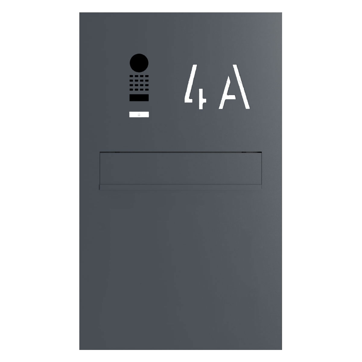 Design letterbox pedestal GRIMM - rear removal - colour of your choice with DoorBird video intercom system Design letterbox pedestal GRIMM - rear removal - colour of your choice with DoorBird video intercom system