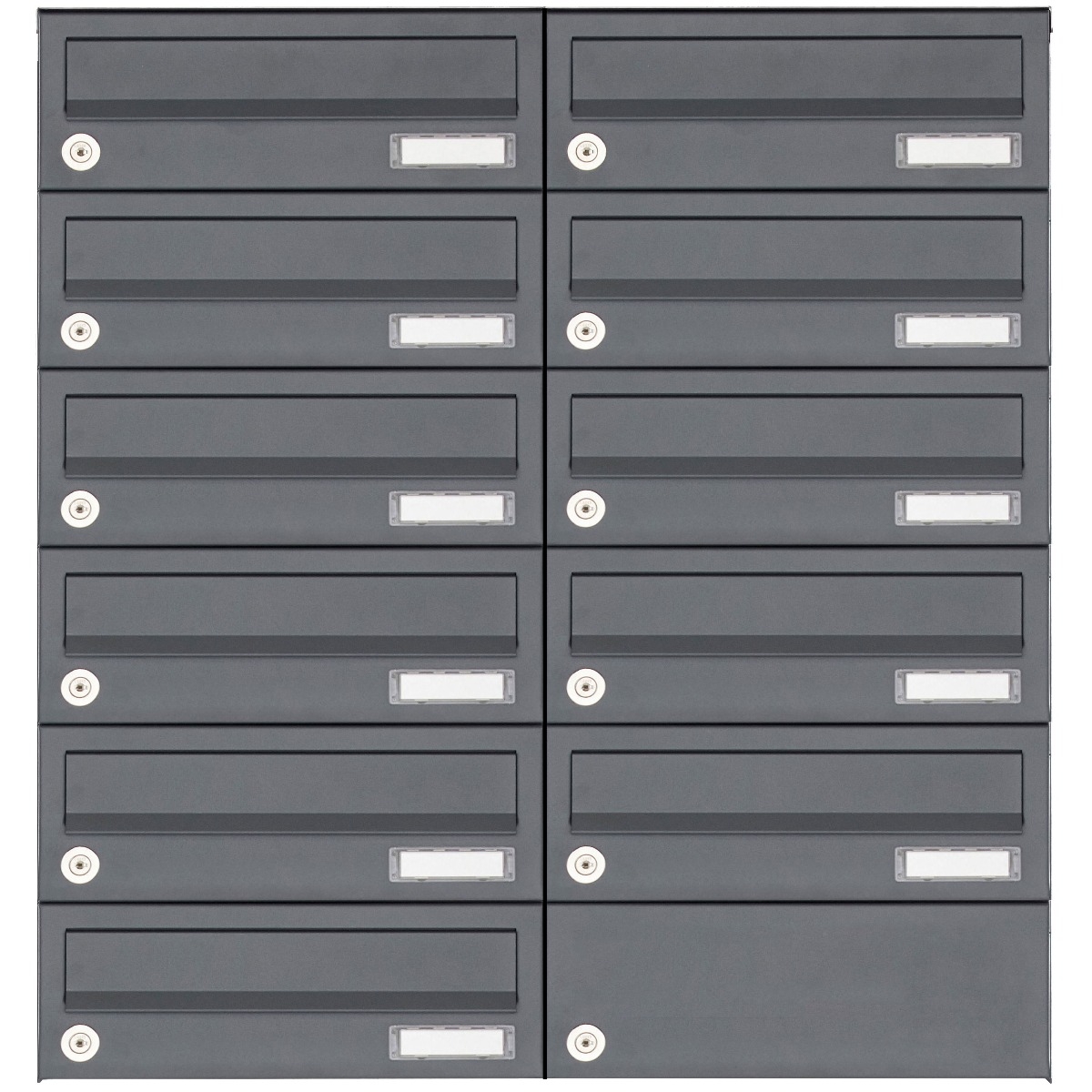 11er 6x2 Aufputz Briefkastenanlage Design BASIC 385A-7016 AP - RAL 7016 anthrazitgrau 11er 6x2 Aufputz Briefkastenanlage Design BASIC 385A-7016 AP - RAL 7016 anthrazitgrau