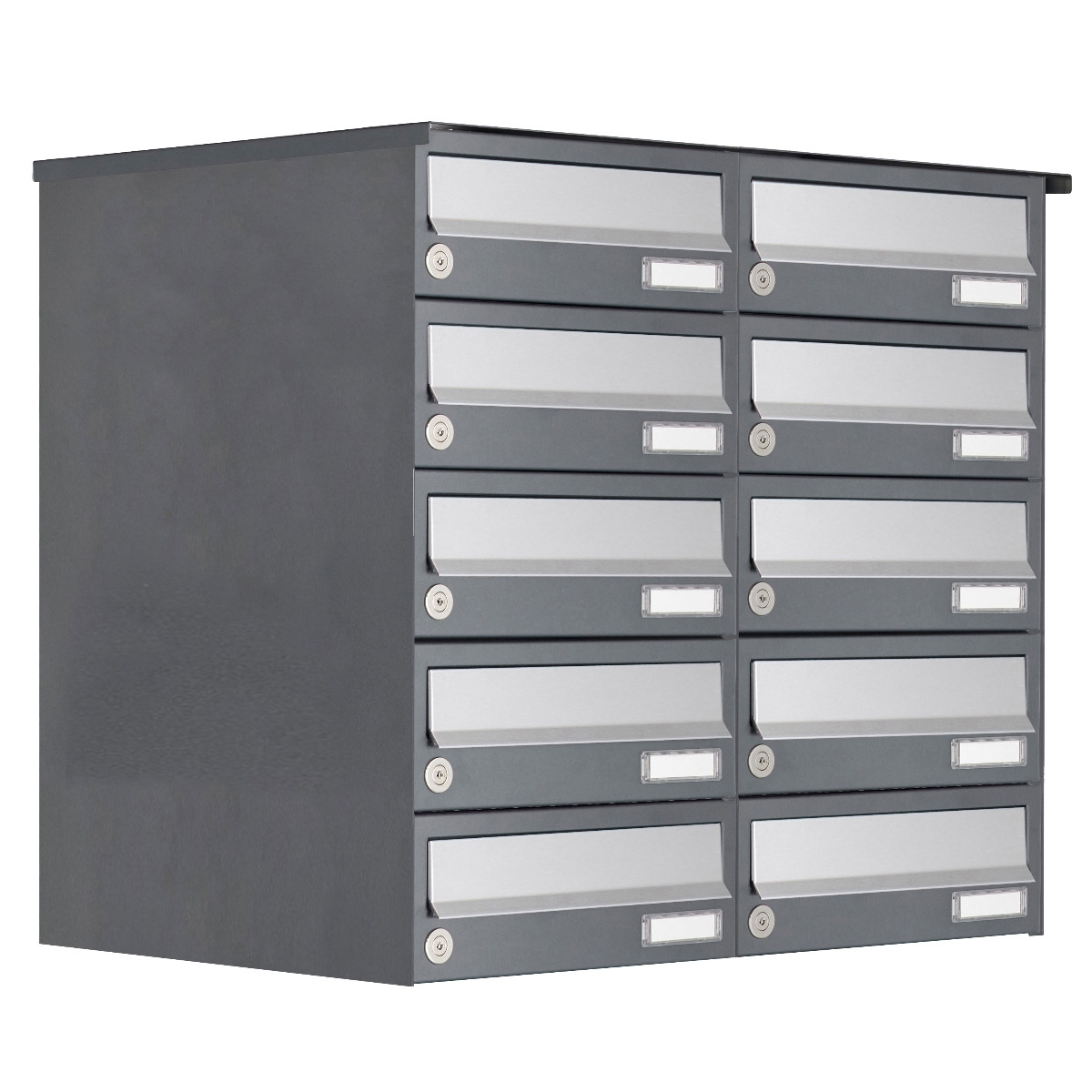 10er 5x2 Aufputz Briefkastenanlage Design BASIC 385A AP - Edelstahl-RAL 7016 anthrazit