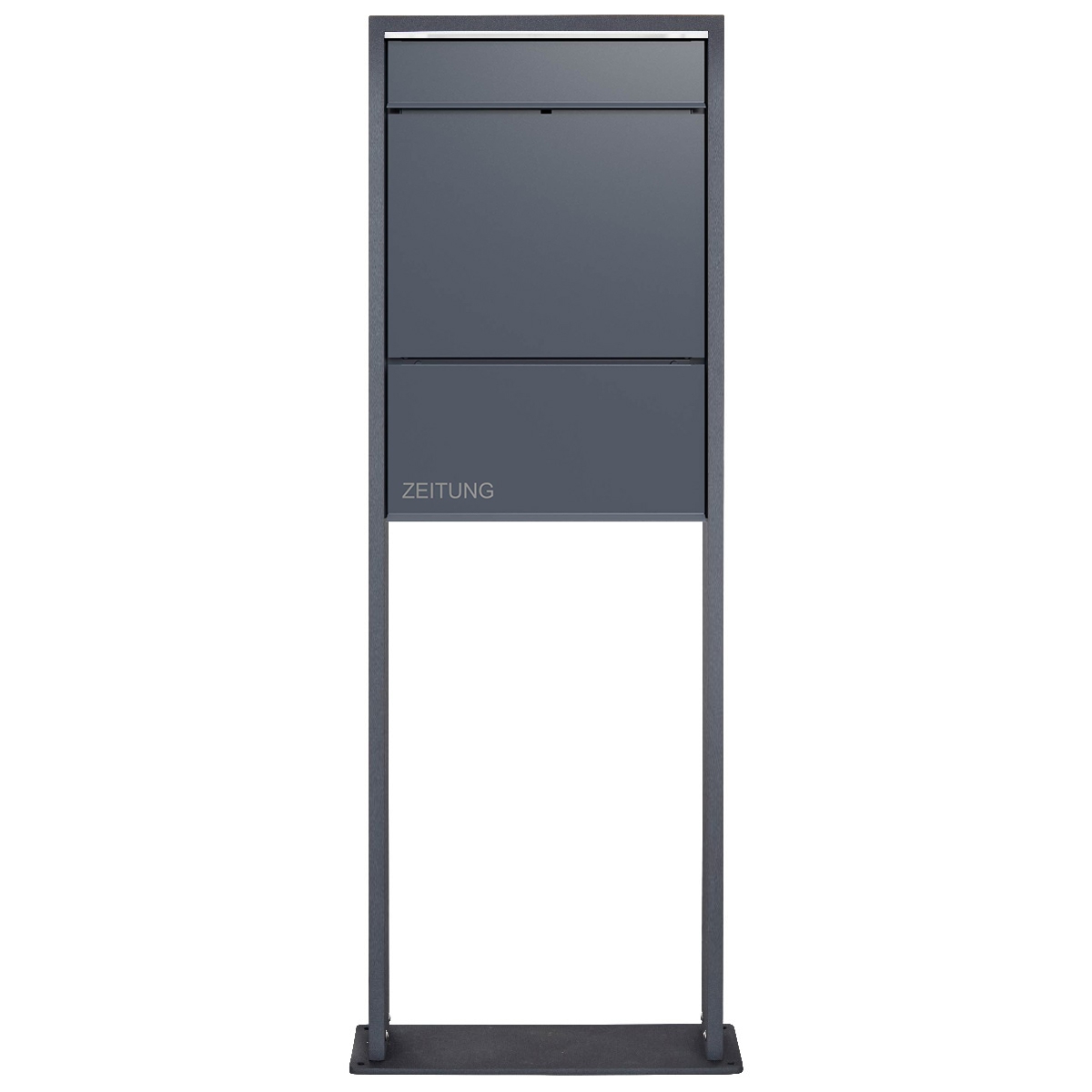 Design Standbriefkasten GOETHE LIB mit Zeitungsfach - LED Designelement - RAL nach Wahl Design Standbriefkasten GOETHE LIB mit Zeitungsfach - LED Designelement - RAL nach Wahl