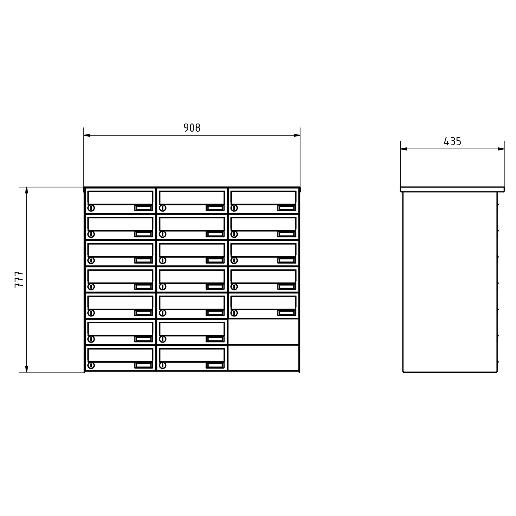 19er 7x3 Aufputz Briefkastenanlage Design BASIC 385A AP - Edelstahl-RAL 7016 anthrazit