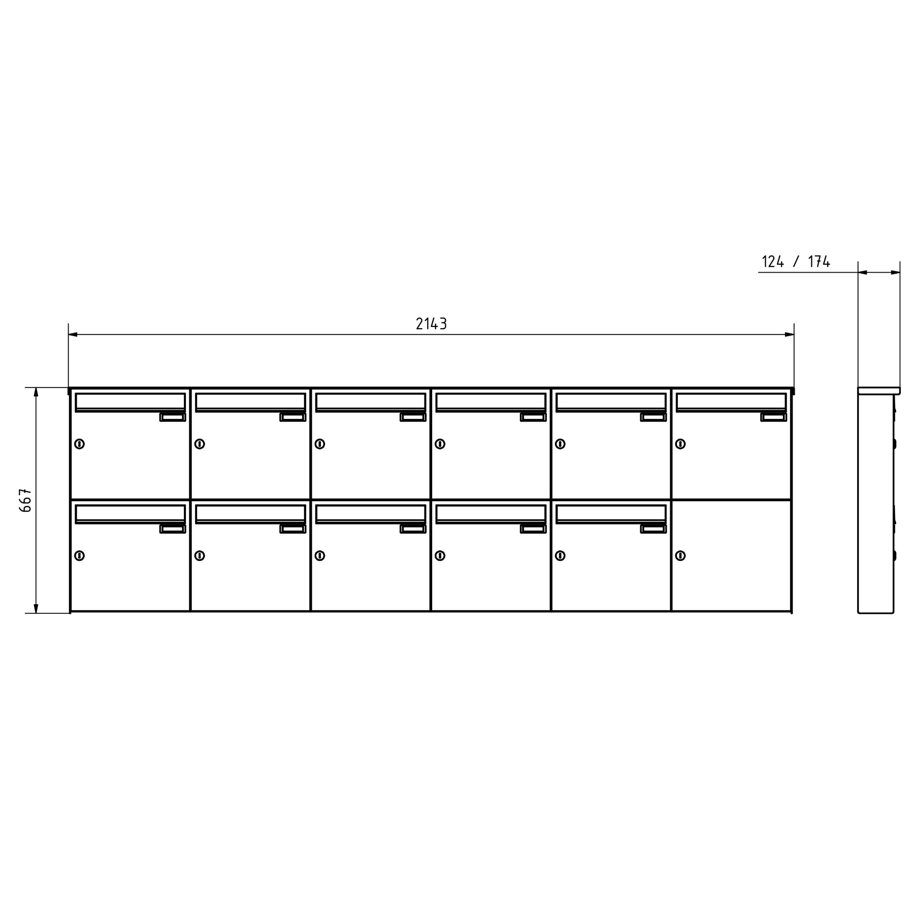 11 6x2 stainless steel surface-mounted letterbox design BASIC Plus 382XA AP - polished V2A stainless steel