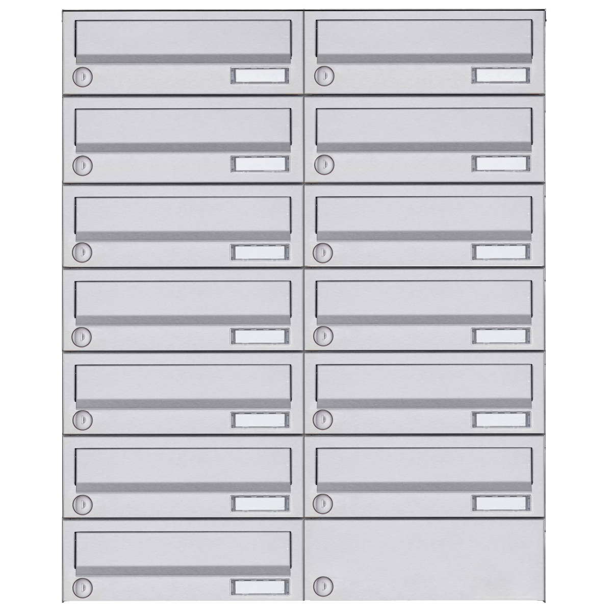 13er 7x2 Aufputz Briefkastenanlage Design BASIC 385A- VA AP - Edelstahl V2A, geschliffen