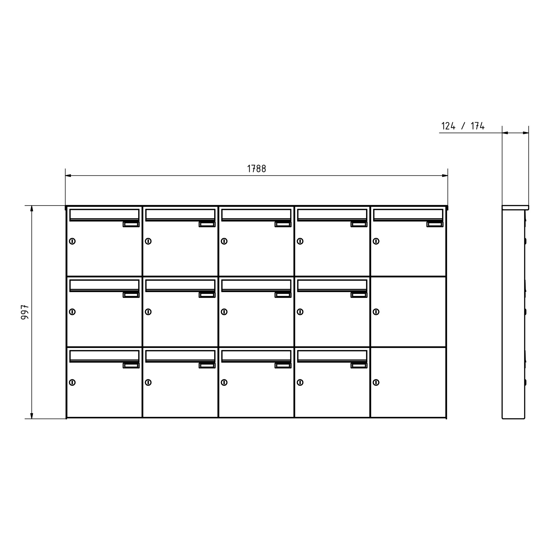 Cassetta per le lettere da appoggio 13er 5x3 in acciaio inox BASIC Plus 382XA AP - RAL a scelta