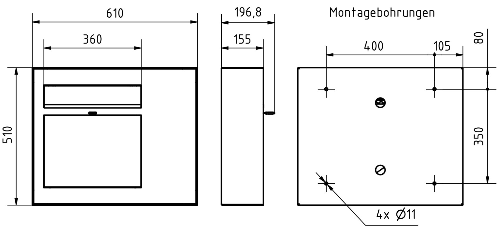 Design Aufputz Briefkasten GRIMM - Farbe nach Wahl mit Ekinex Dico IP-Videosprechanlage rechts Design Aufputz Briefkasten GRIMM - Farbe nach Wahl mit Ekinex Dico IP-Videosprechanlage rechts