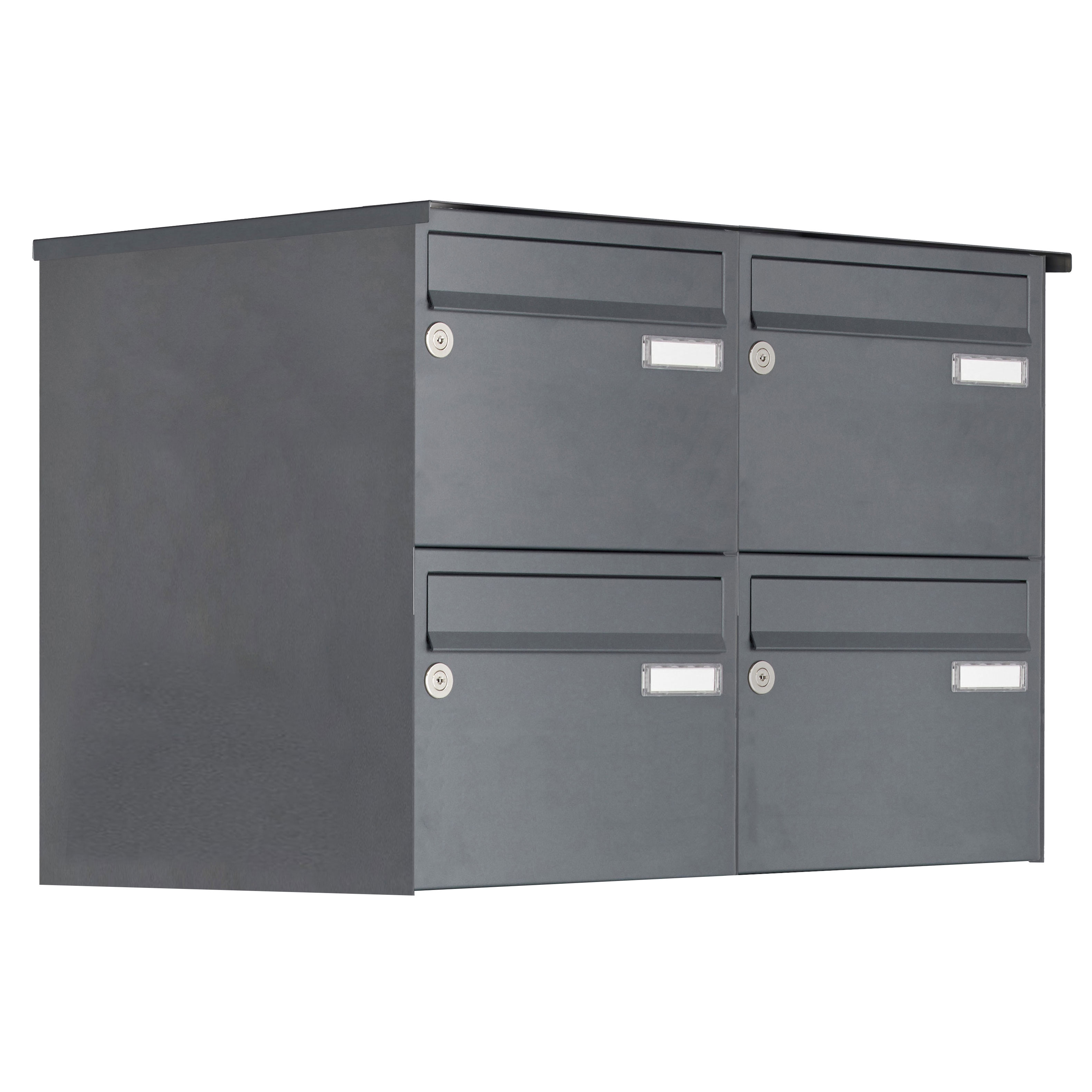 4er Aufputz Briefkastenanlage Design BASIC 385 A 220 - RAL 7016 anthrazitgrau feinstrukur matt