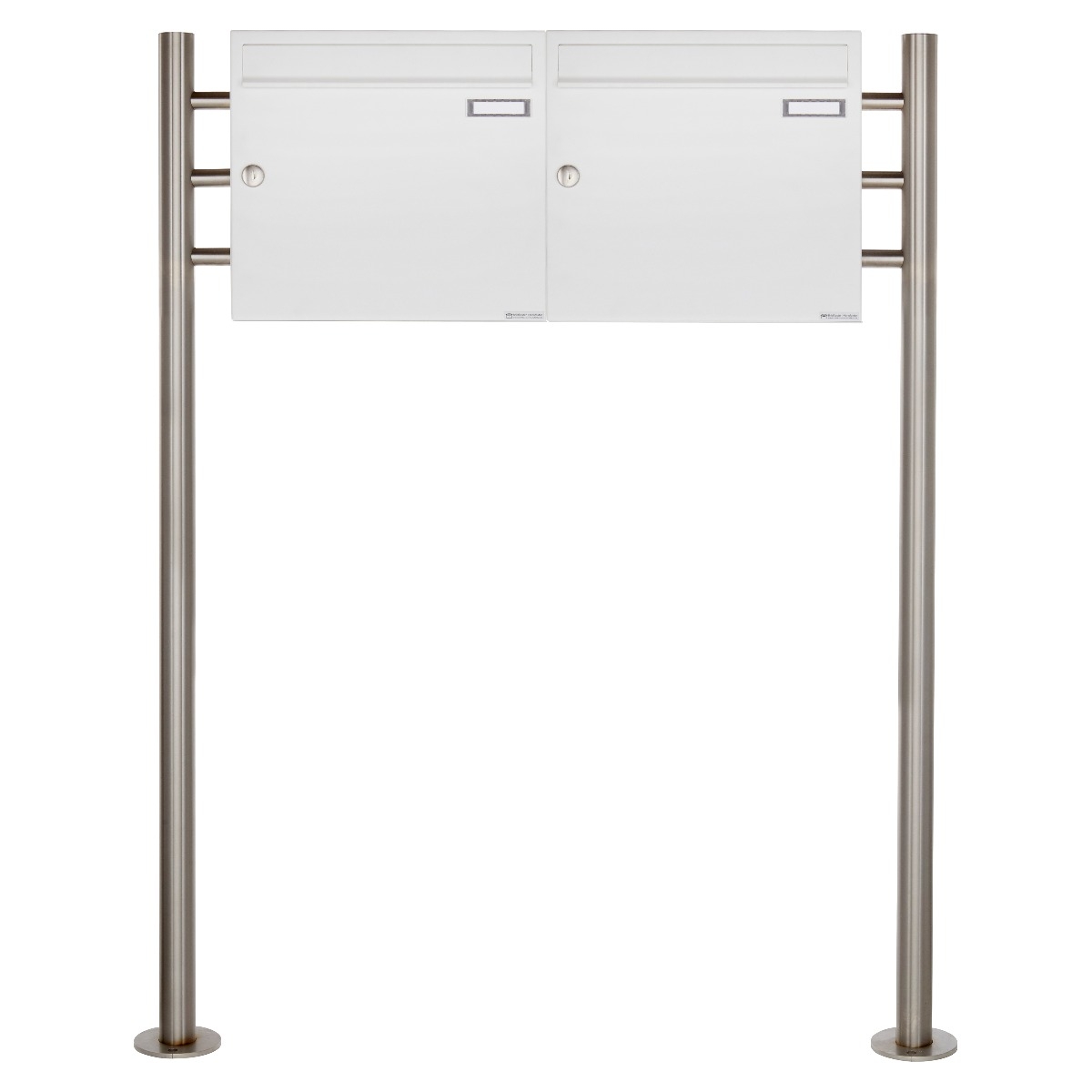 2er 1x2 Briefkastenanlage freistehend Design BASIC 381 ST-R - RAL 9016 verkehrsweiß 2er 1x2 Briefkastenanlage freistehend Design BASIC 381 ST-R - RAL 9016 verkehrsweiß