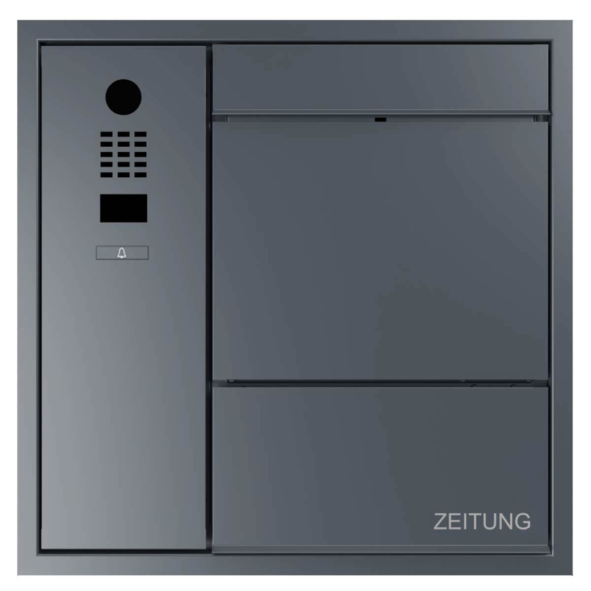 Design Unterputz Briefkasten GOETHE UP seitlich mit Zeitungsfach - DoorBird Video- Sprechanlage - RAL nach Wahl Design Unterputz Briefkasten GOETHE UP seitlich mit Zeitungsfach - DoorBird Video- Sprechanlage - RAL nach Wahl