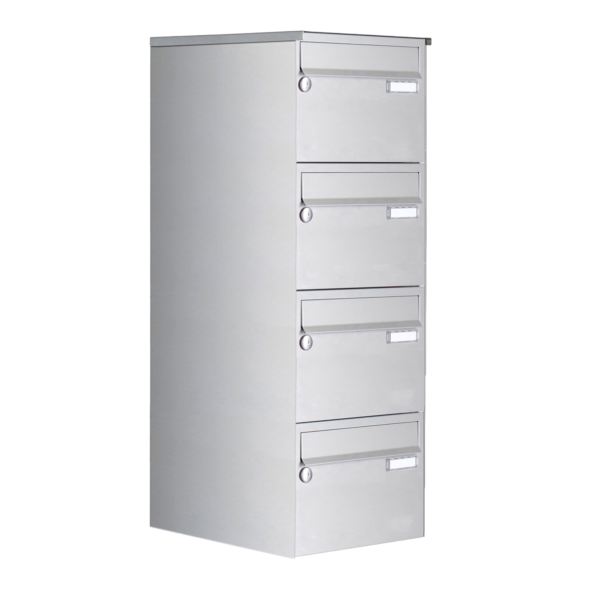 4er Edelstahl Aufputz Briefkastenanlage Design BASIC 385 A 220 - Edelstahl V2A geschliffen