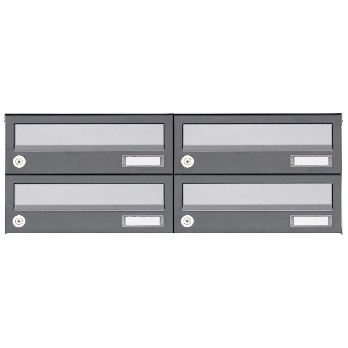 4 pcs 2x2 surface-mounted letterbox system Design BASIC 385A AP - stainless steel RAL 7016 anthracite 4 pcs 2x2 surface-mounted letterbox system Design BASIC 385A AP - stainless steel RAL 7016 anthracite