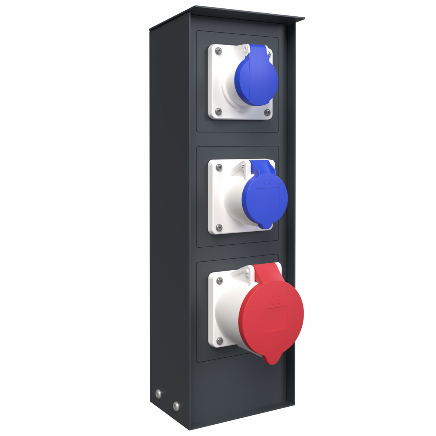 Modular socket outlet pillar ORDO for floor mounting - 411 mm - RAL 7016 anthracite grey