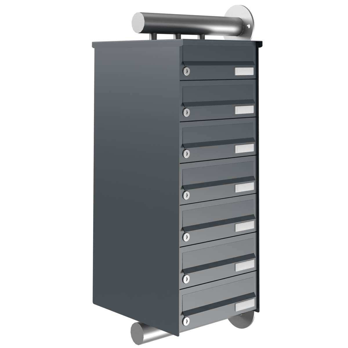 7-piece stainless steel letterbox system Design BASIC Plus 385XW for side wall mounting - RAL of your choice 7-piece stainless steel letterbox system Design BASIC Plus 385XW for side wall mounting - RAL of your choice