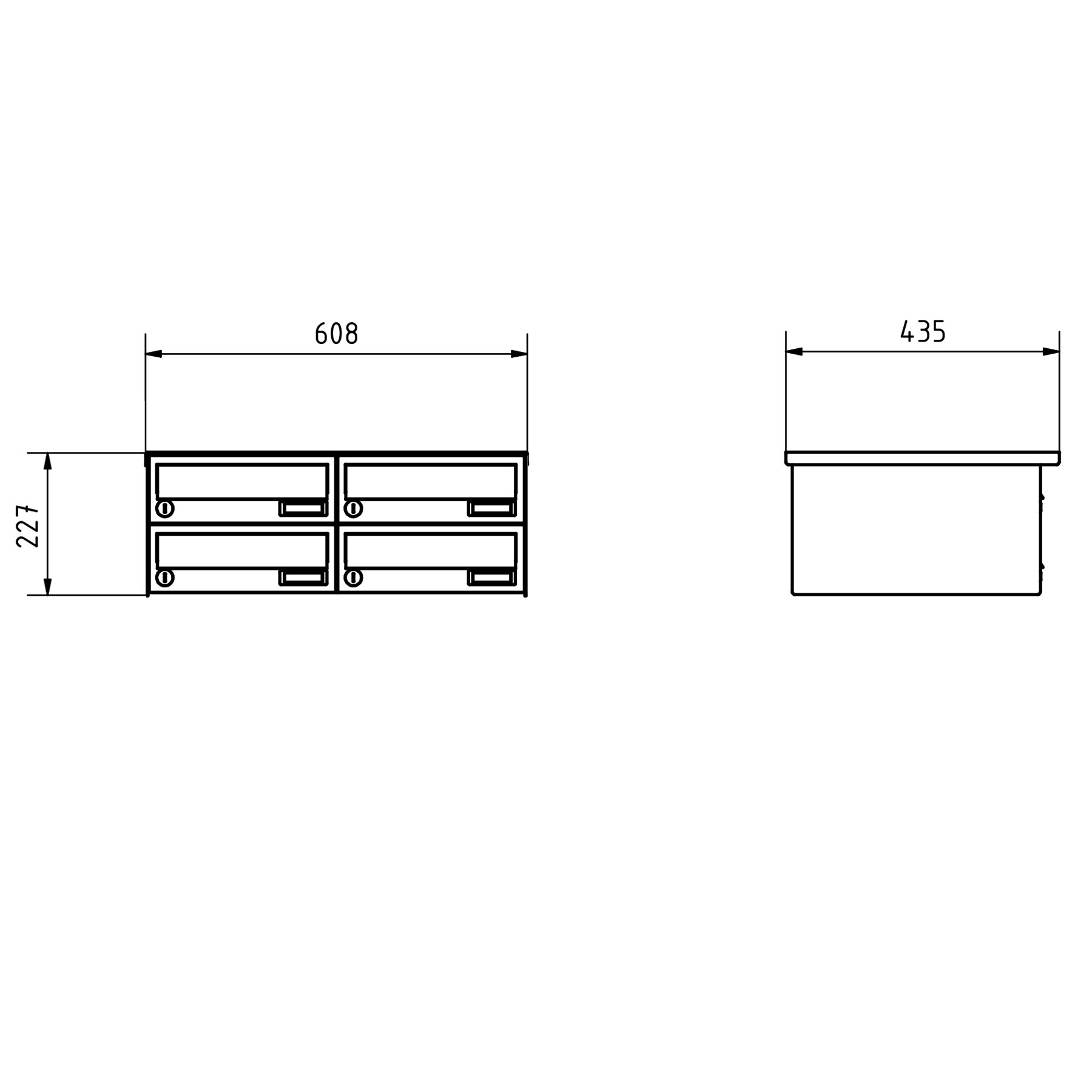 4er 2x2 Aufputz Briefkastenanlage Design BASIC 385A- VA AP - Edelstahl V2A, geschliffen