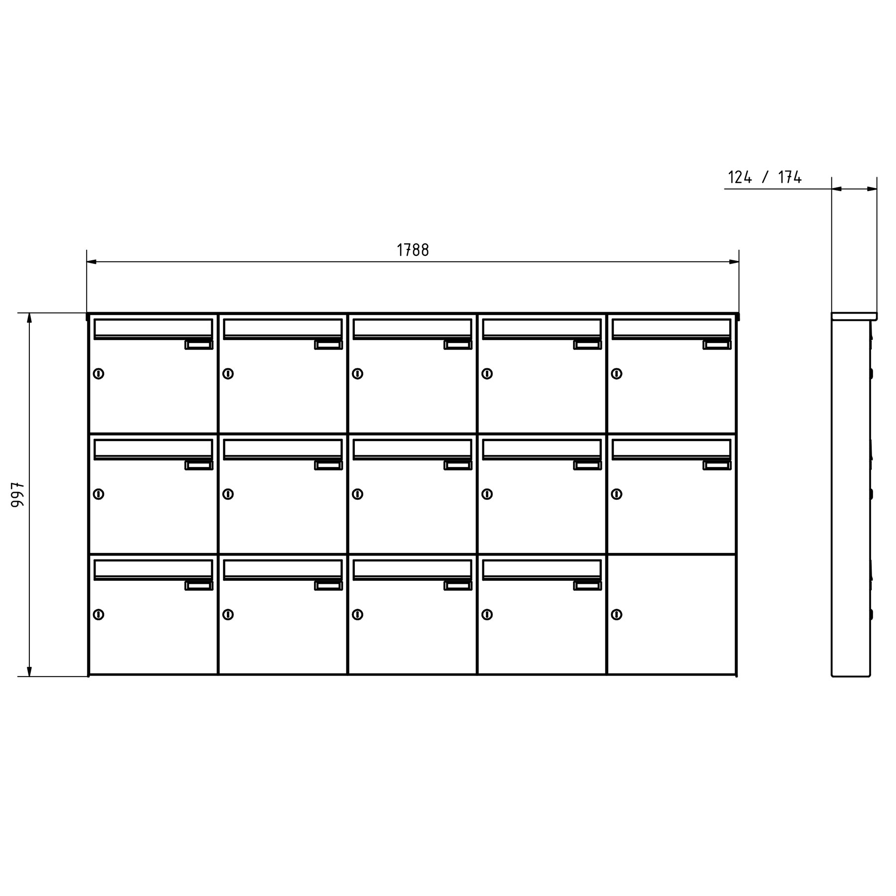 14er 5x3 Edelstahl Aufputz Briefkasten Design BASIC Plus 382XA AP - Edelstahl V2A geschliffen