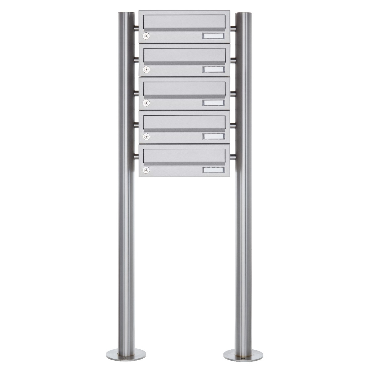 5er Briefkastenanlage freistehend Design BASIC 385-VA ST-R - Edelstahl V2A, geschliffen 5er Briefkastenanlage freistehend Design BASIC 385-VA ST-R - Edelstahl V2A, geschliffen