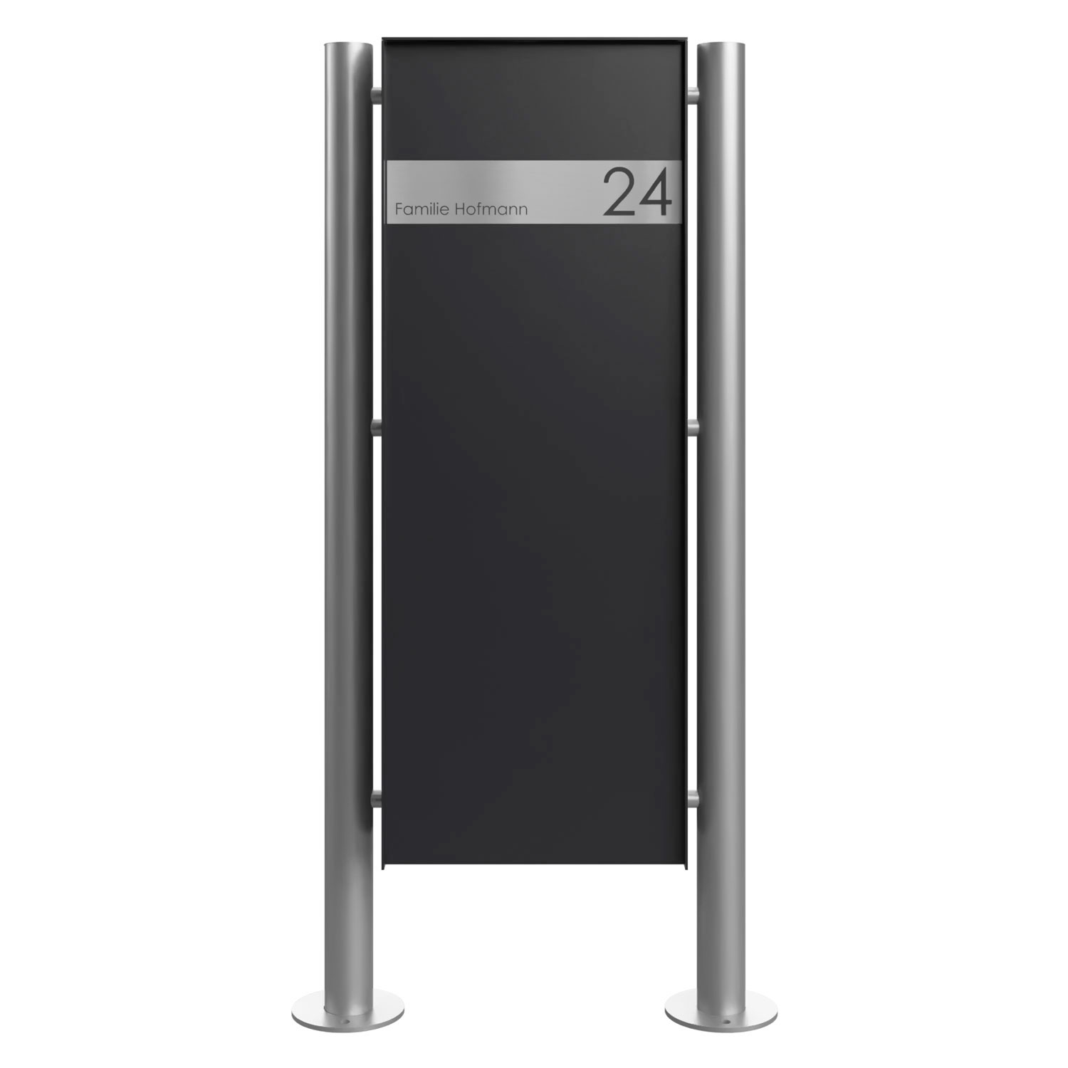 Freestanding parcel letter box KÄSTNER ST-R - Design One - RAL 9005 jet black - rear removal