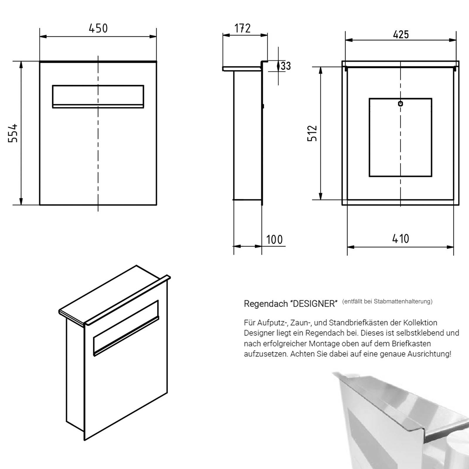 Cassetta postale di design in acciaio inox DESIGNER Style BIG - rimozione posteriore Cassetta postale di design in acciaio inox DESIGNER Style BIG - rimozione posteriore