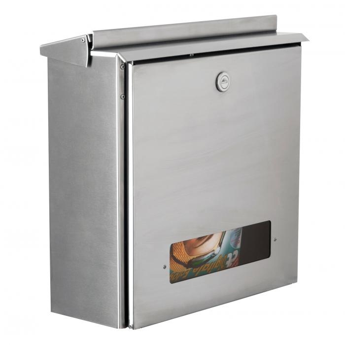 Edelstahl Standbriefkasten mit Zaunbriefkasten HESSE 308 - Entnahme rückseitig Edelstahl Standbriefkasten mit Zaunbriefkasten HESSE 308 - Entnahme rückseitig
