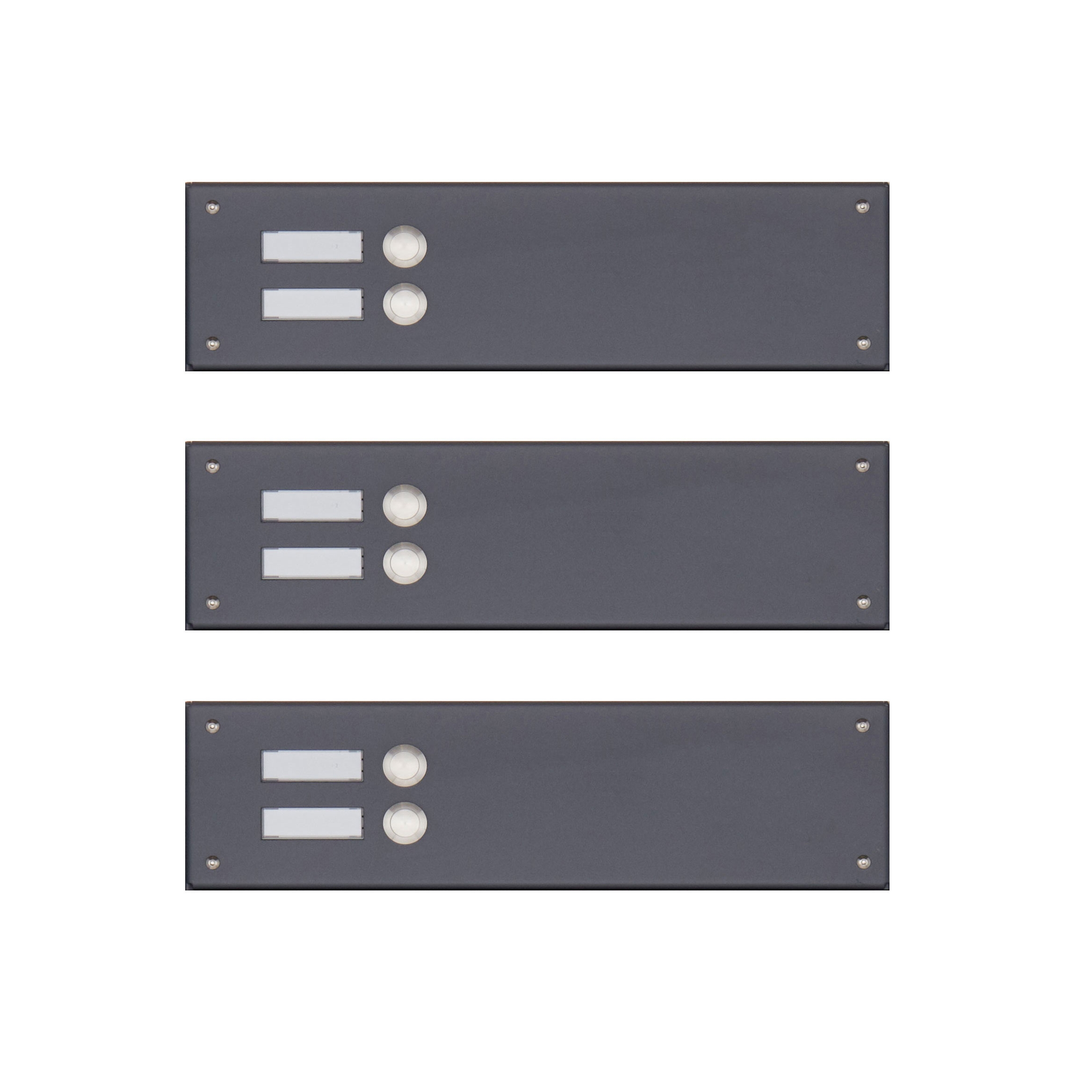 3 stainless steel panels 355x100 for 6 parties without speech perforation, RAL 7016 FS 3 stainless steel panels 355x100 for 6 parties without speech perforation, RAL 7016 FS