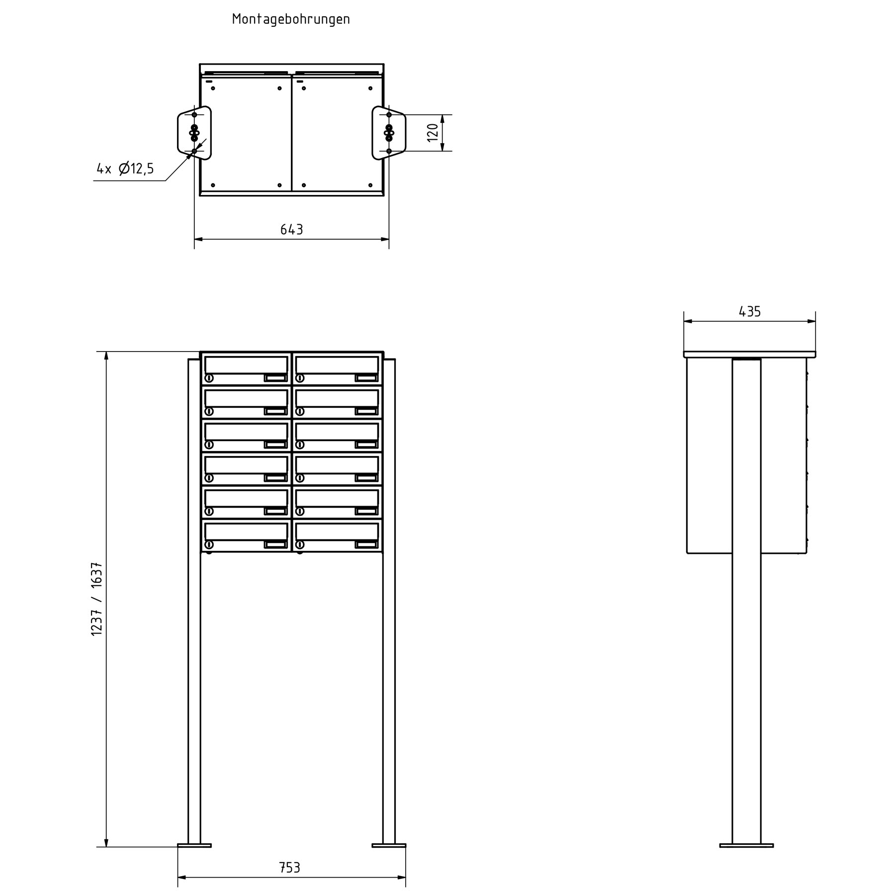 12er 6x2 Standbriefkasten Design BASIC 385P-9016 ST-T - RAL 9016 verkehrsweiß 12er 6x2 Standbriefkasten Design BASIC 385P-9016 ST-T - RAL 9016 verkehrsweiß