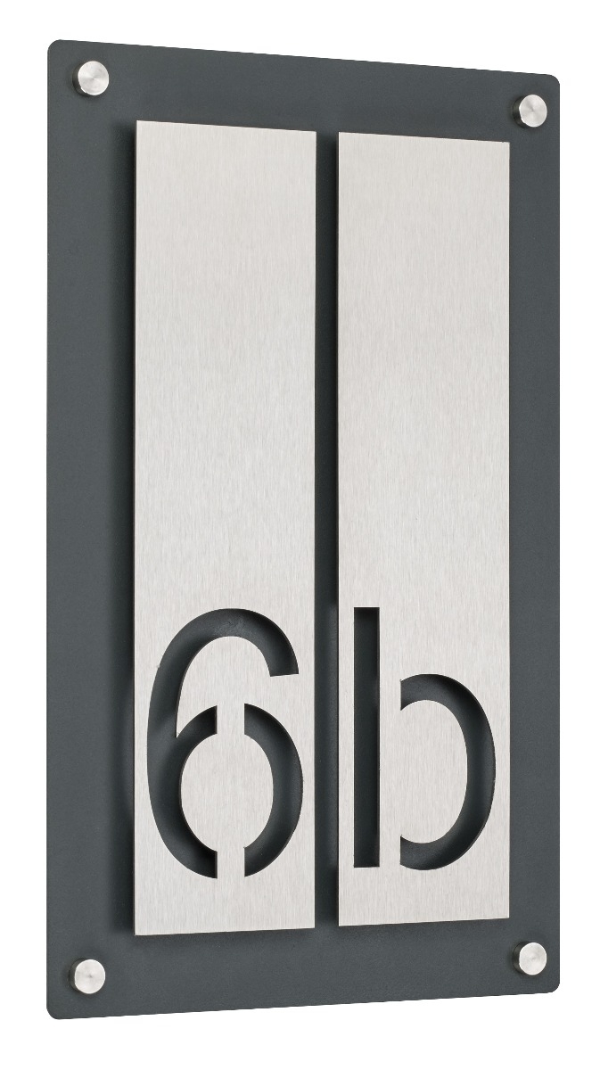f730ee61b0af0f5f8f2929464cb0fa265cec9369 House number PREMIUM Design 691 - Base plate RAL colour - House number stainless steel - 2 digits