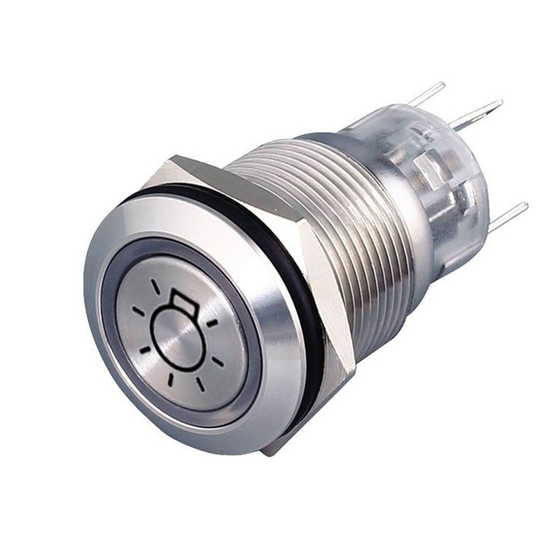 da29cdc0803ffa4701e4615beb69eedb2be871c6 Wyłącznik światła ze stali nierdzewnej BASIC typ 4 z symbolem LED i podświetleniem pierścieniowym w kolorze czerwonym
