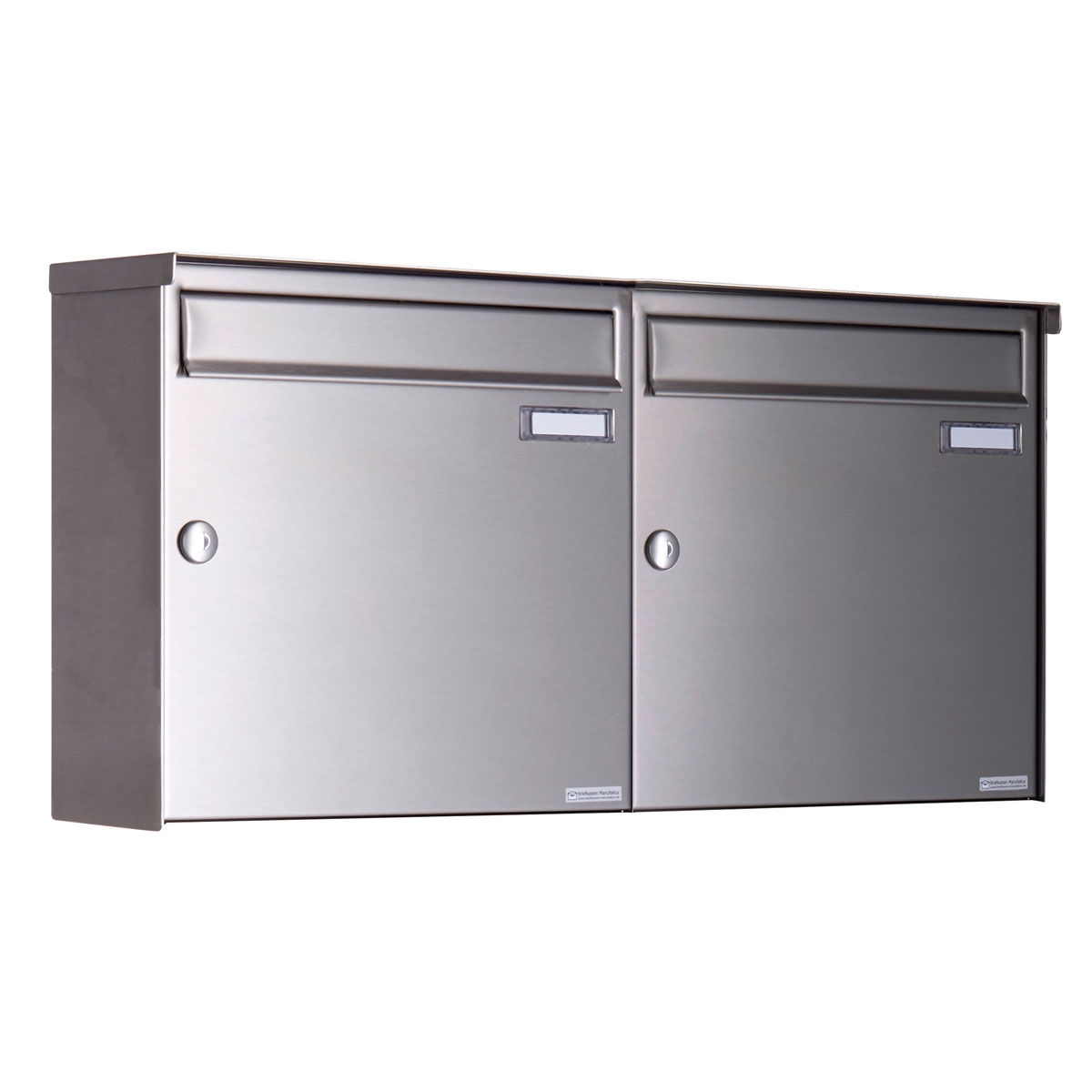 2er 1x2 Edelstahl Aufputz Briefkasten Design BASIC Plus 382XA AP - Edelstahl V2A geschliffen