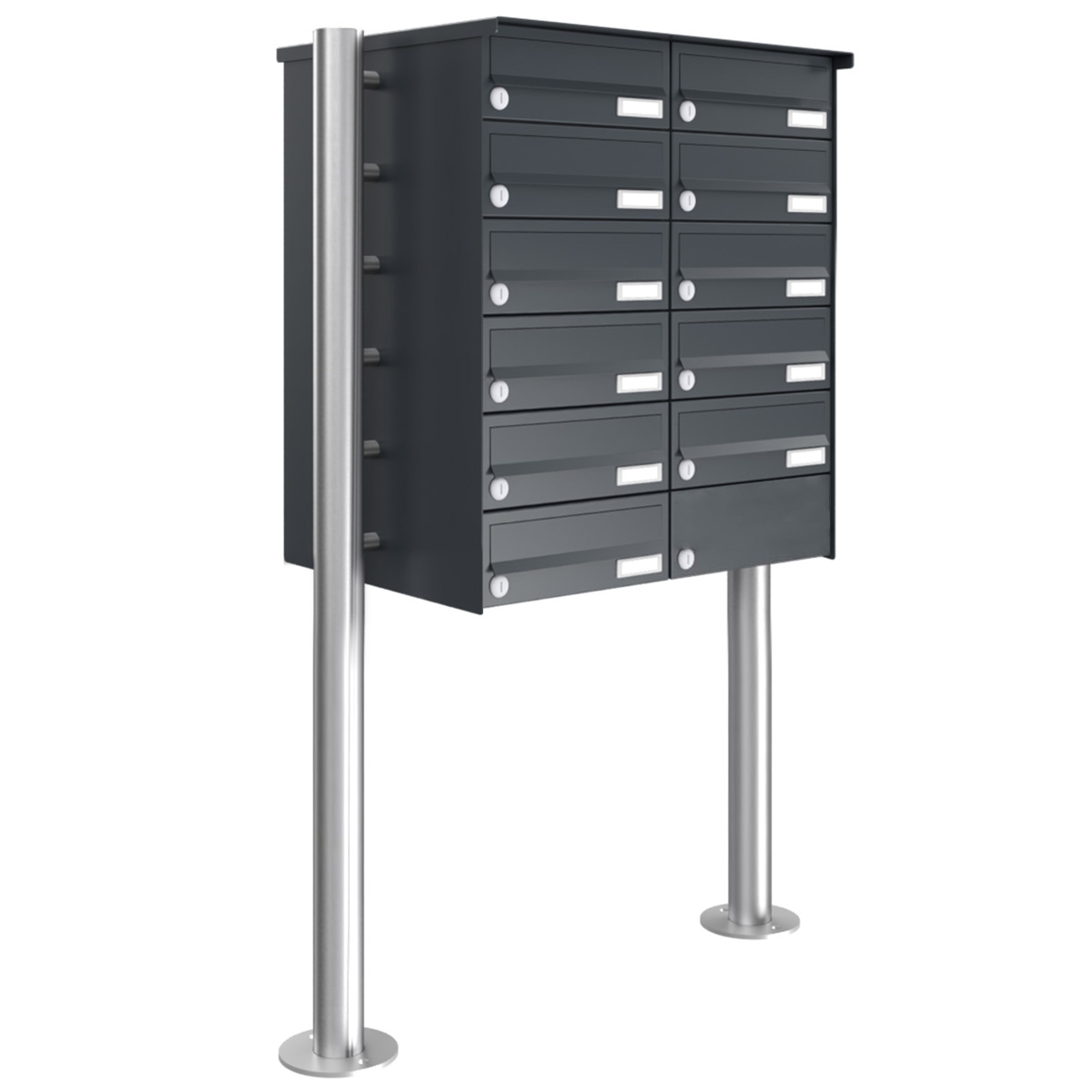 11 letterbox system freestanding Design BASIC 385 ST-R - RAL 7016 anthracite grey
