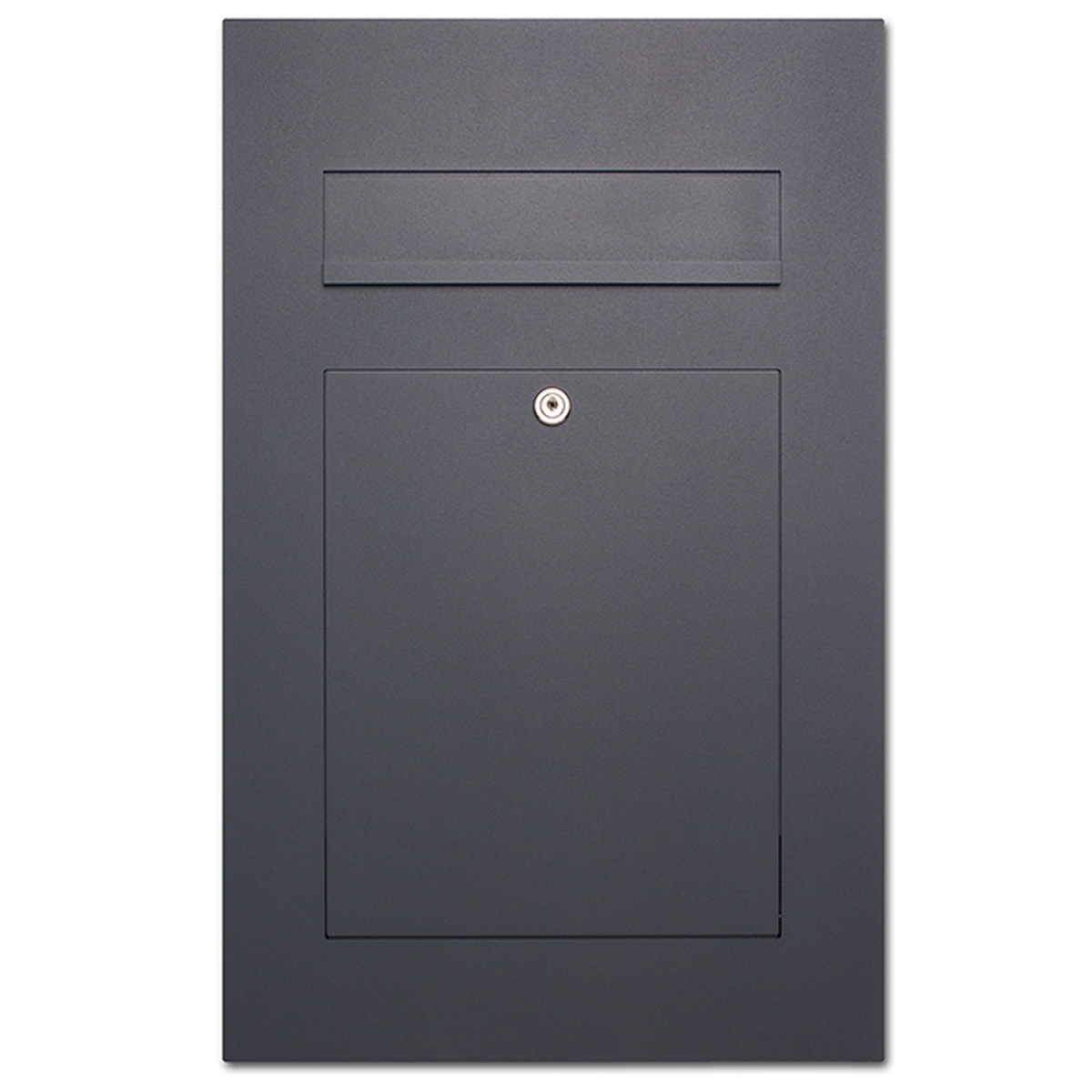 Stainless steel design letterbox DESIGNER Style powder-coated in RAL 7016 anthracite grey fine structure matt Stainless steel design letterbox DESIGNER Style powder-coated in RAL 7016 anthracite grey fine structure matt