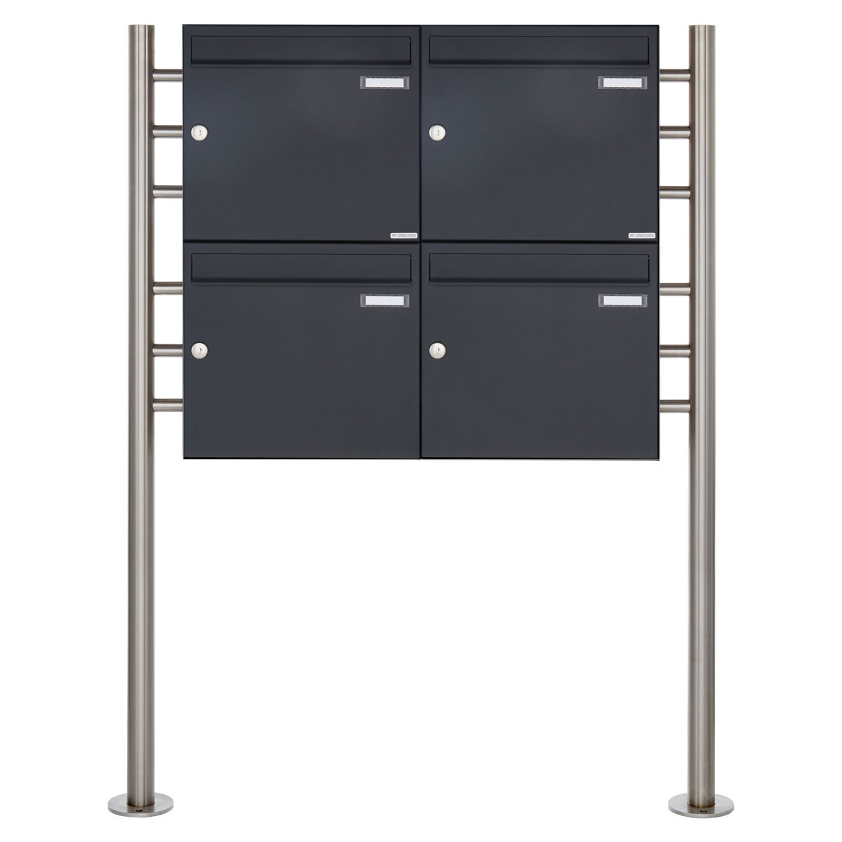 4er 2x2 Briefkastenanlage freistehend Design BASIC 381 ST-R - RAL 7016 anthrazitgrau 4er 2x2 Briefkastenanlage freistehend Design BASIC 381 ST-R - RAL 7016 anthrazitgrau
