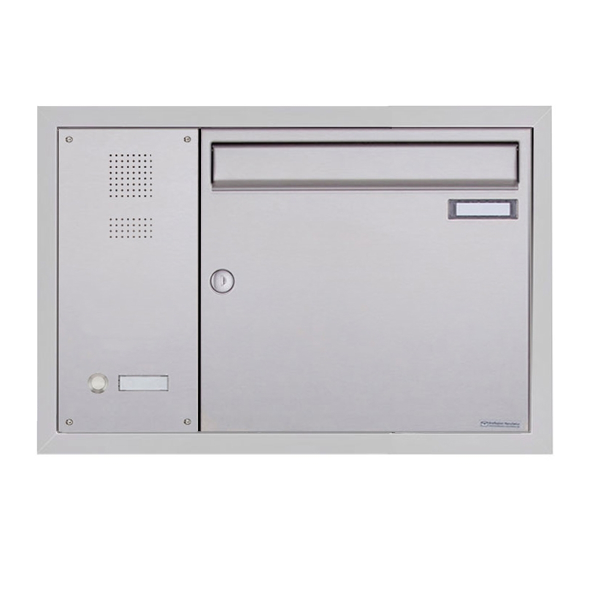 Edelstahl Unterputzbriefkasten BASIC Plus 382XU UP mit Klingelkasten seitlich Edelstahl Unterputzbriefkasten BASIC Plus 382XU UP mit Klingelkasten seitlich