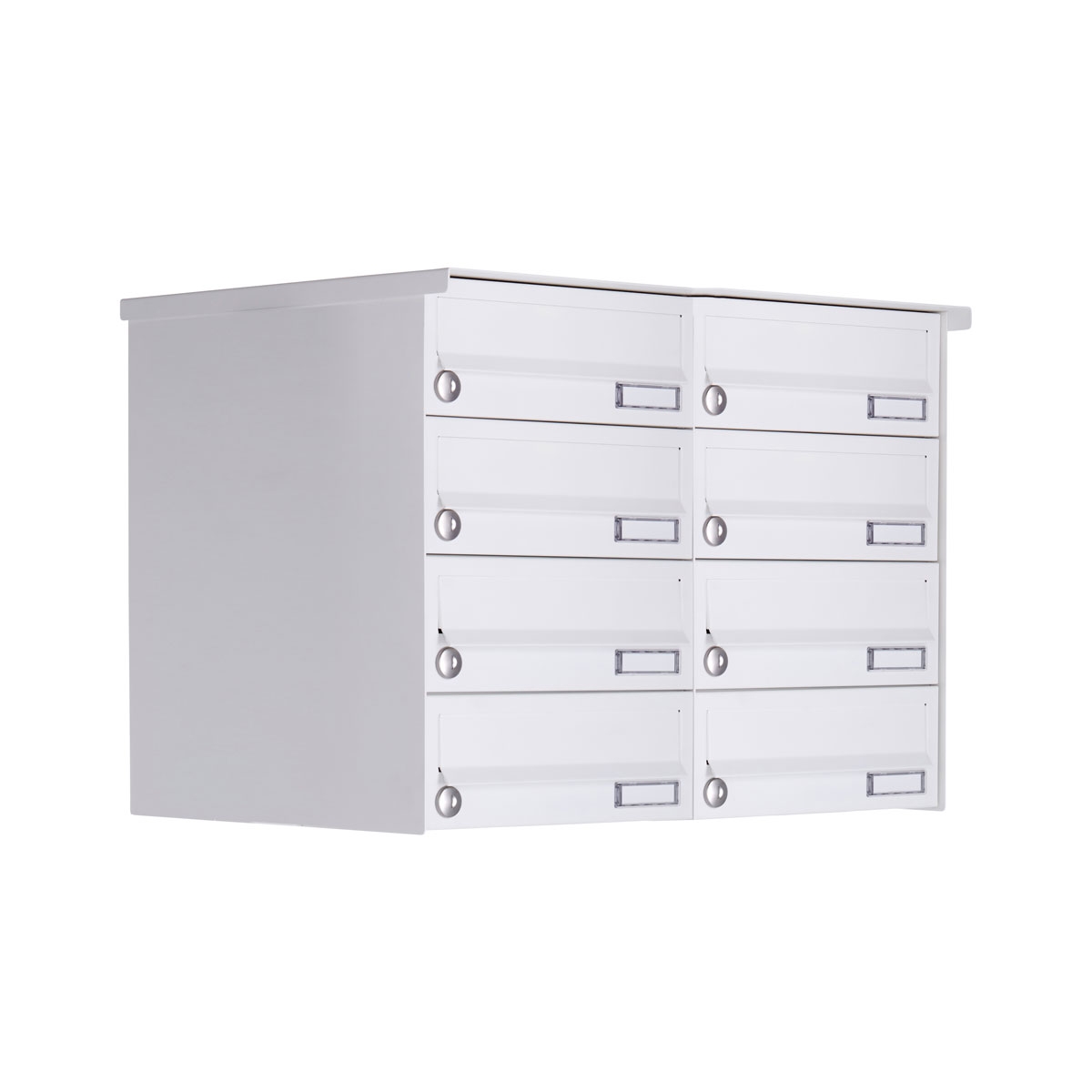 8er 4x2 Aufputz Briefkastenanlage Design BASIC 385A-9016 AP - RAL 9016 verkehrsweiß