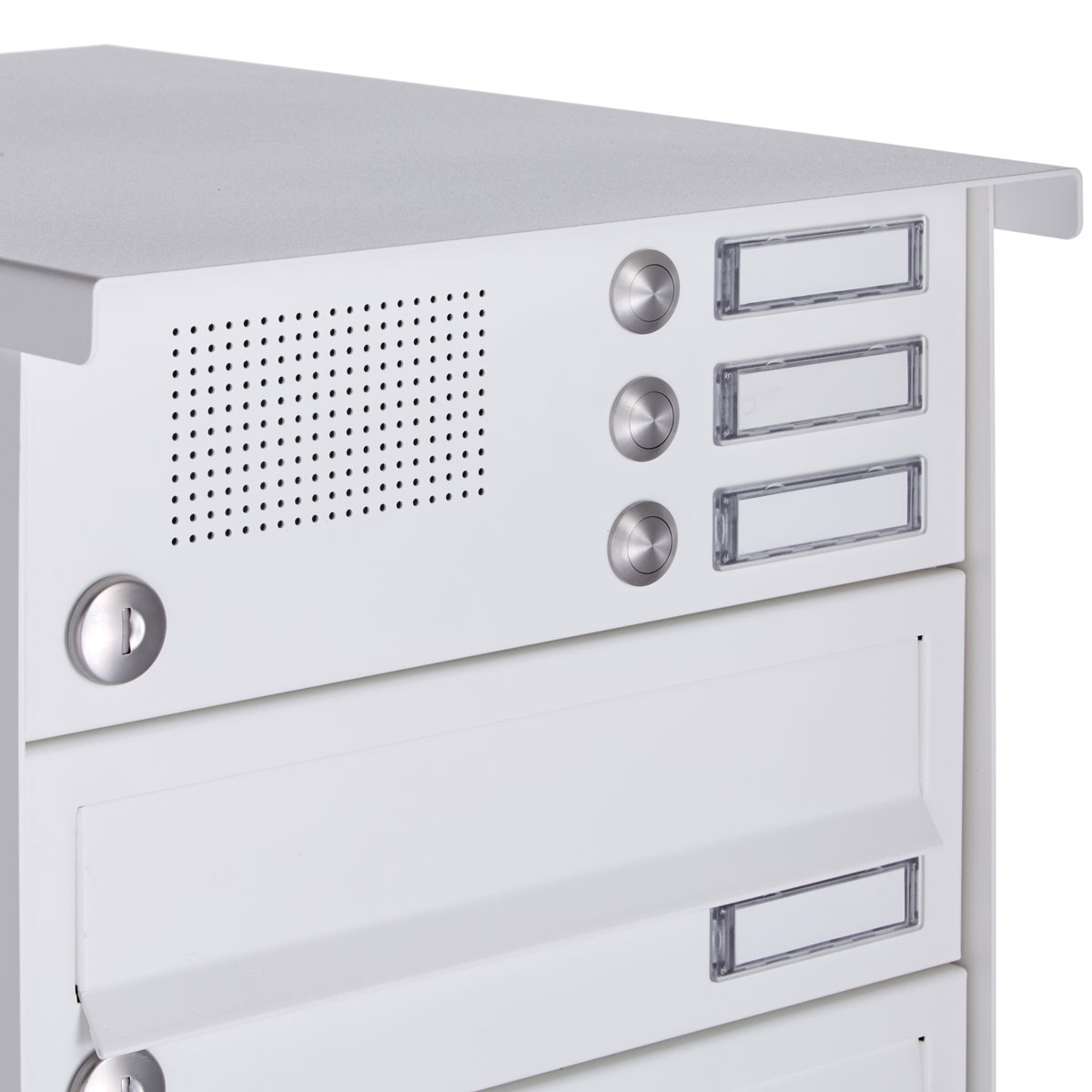 4er 6x1 Edelstahl Standbriefkasten Design BASIC Plus 385X ST-R mit Klingelkasten - RAL nach Wahl 4er 6x1 Edelstahl Standbriefkasten Design BASIC Plus 385X ST-R mit Klingelkasten - RAL nach Wahl