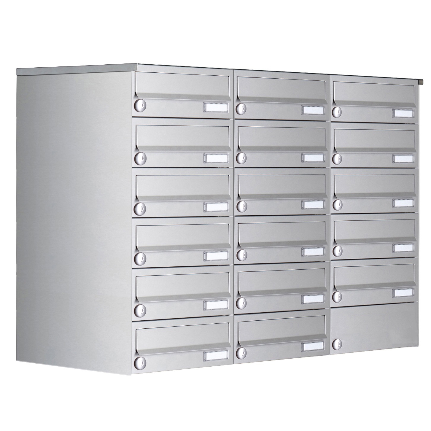 17er 6x3 Aufputz Briefkastenanlage Design BASIC 385A- VA AP - Edelstahl V2A, geschliffen