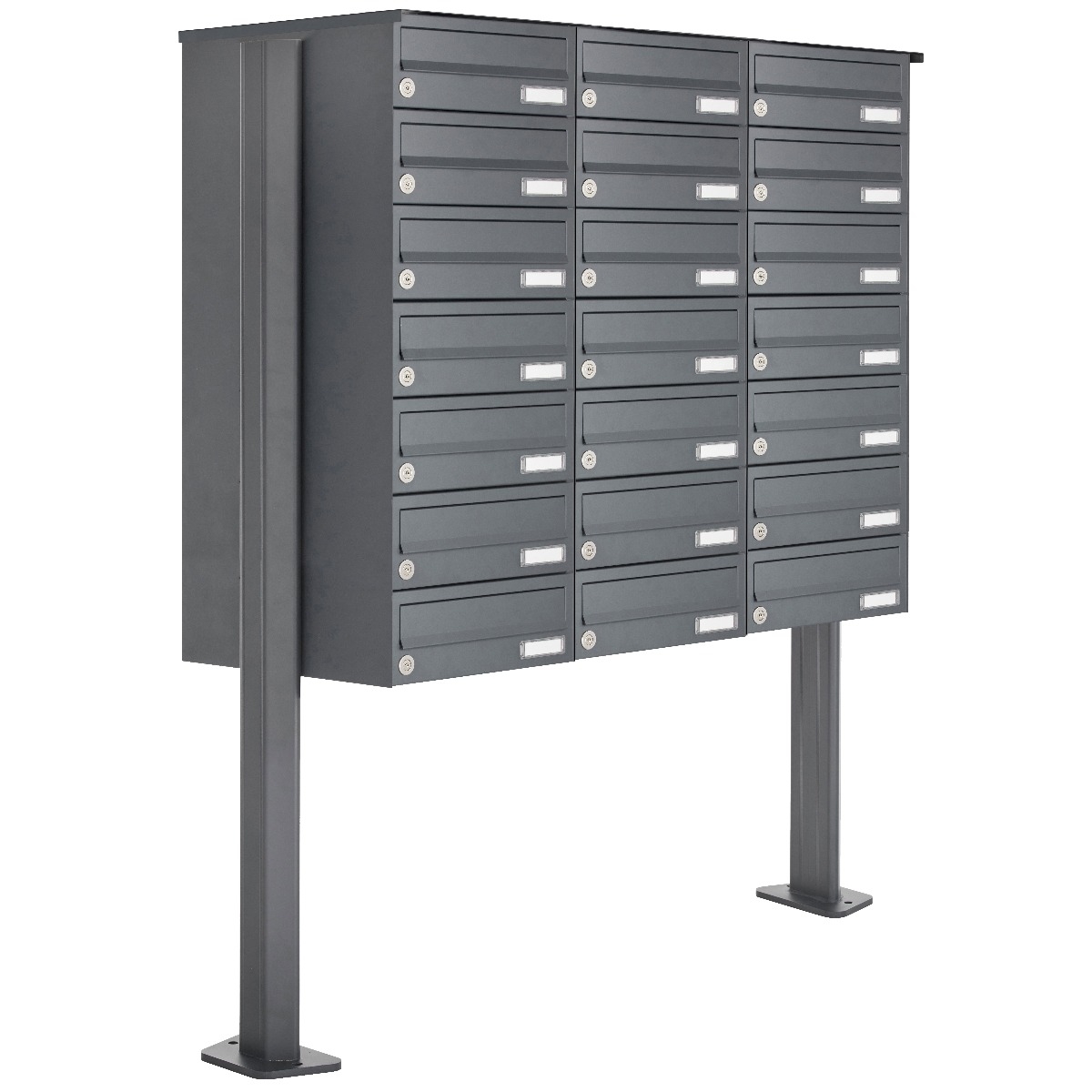 21er Briefkastenanlage freistehend Design BASIC 385P-7016 ST-T - RAL 7016 anthrazitgrau