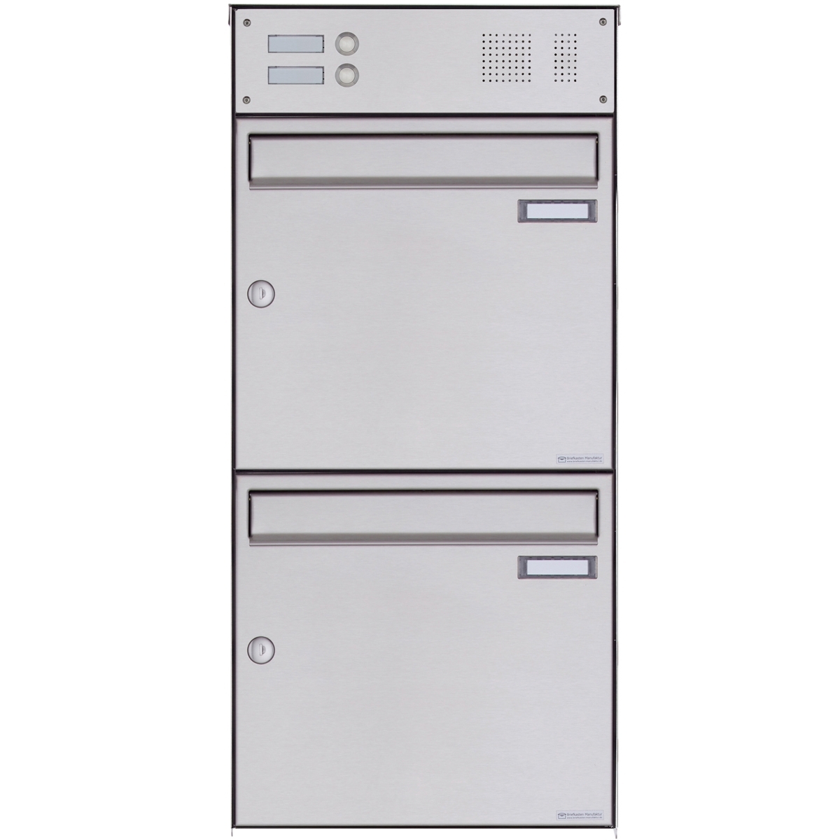 2er Edelstahl Aufputz Briefkasten Design BASIC Plus 382XA AP mit Klingelkasten - Edelstahl V2A 2er Edelstahl Aufputz Briefkasten Design BASIC Plus 382XA AP mit Klingelkasten - Edelstahl V2A