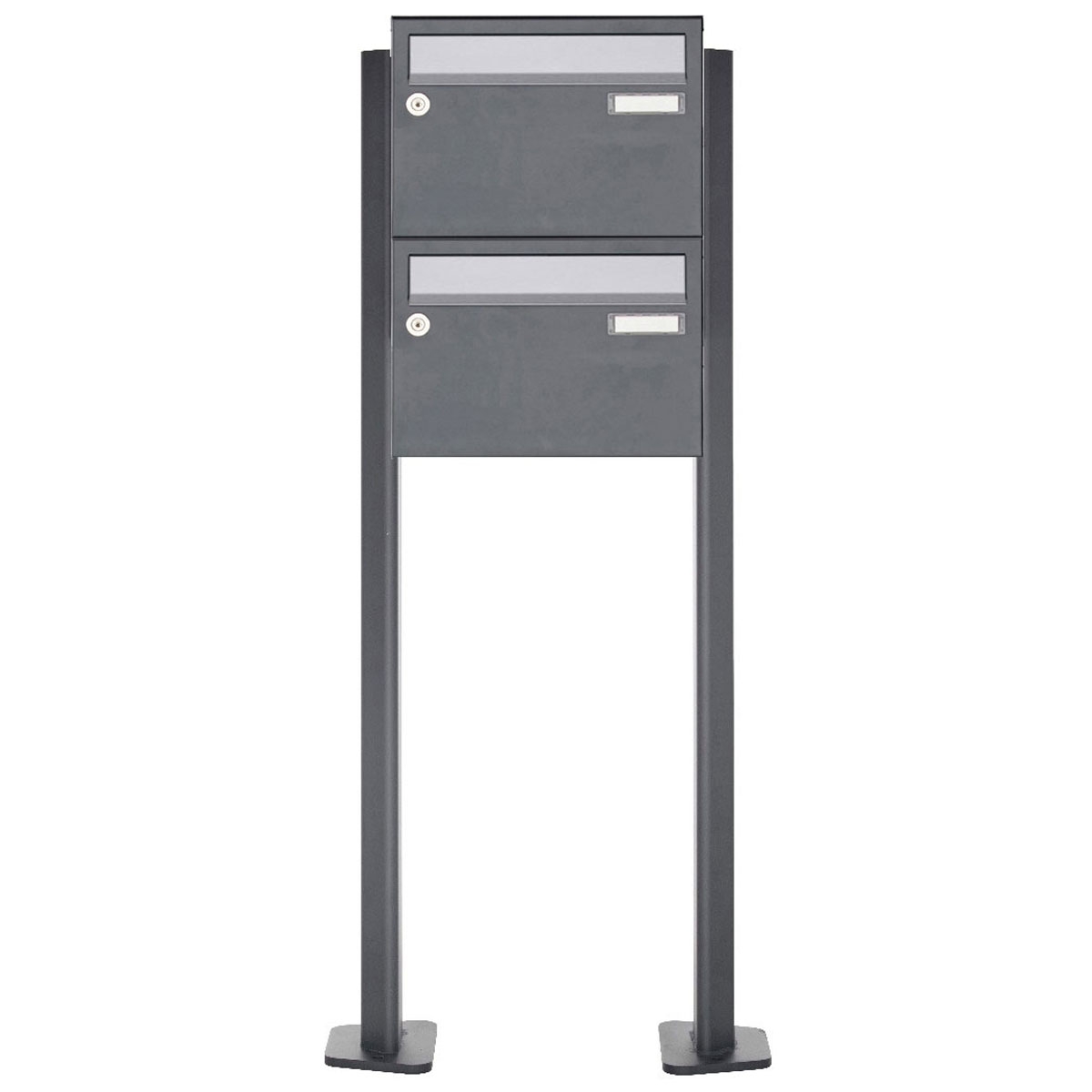2er Briefkastenanlage freistehend Design BASIC Plus 385XP ST-T - Edelstahl-RAL nach Wahl 2er Briefkastenanlage freistehend Design BASIC Plus 385XP ST-T - Edelstahl-RAL nach Wahl