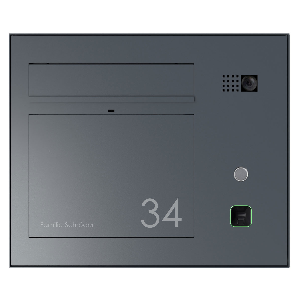 Design Aufputz Briefkasten GRIMM - Farbe nach Wahl mit COMELIT Ultra - VIDEO Set rechts