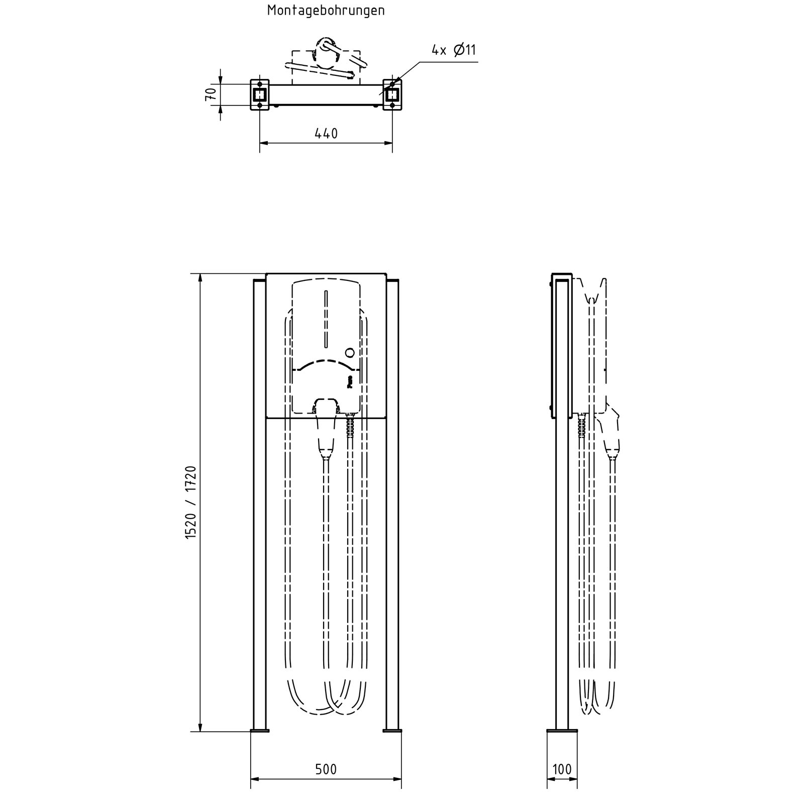 ed3c3f81ffe76e59fc7a542013db863b71c54f4a Stainless steel pedestal BASIC 605 ST-Q - Wallbox prepared - polished stainless steel