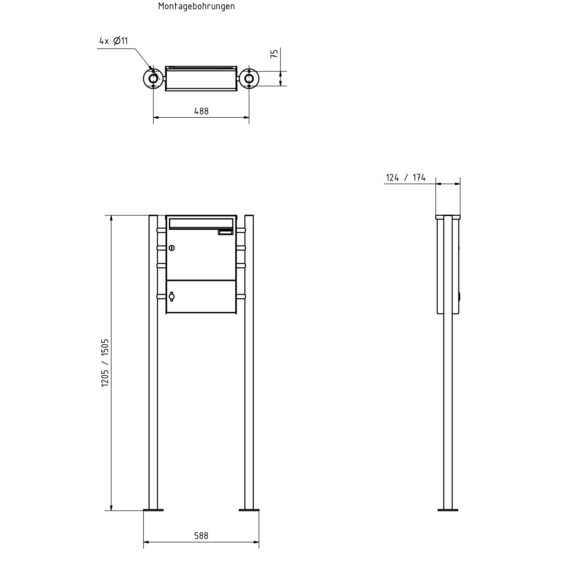 Pedestal letterbox Design BASIC Plus 381X ST-R with closed newspaper compartment - RAL of your choice Pedestal letterbox Design BASIC Plus 381X ST-R with closed newspaper compartment - RAL of your choice