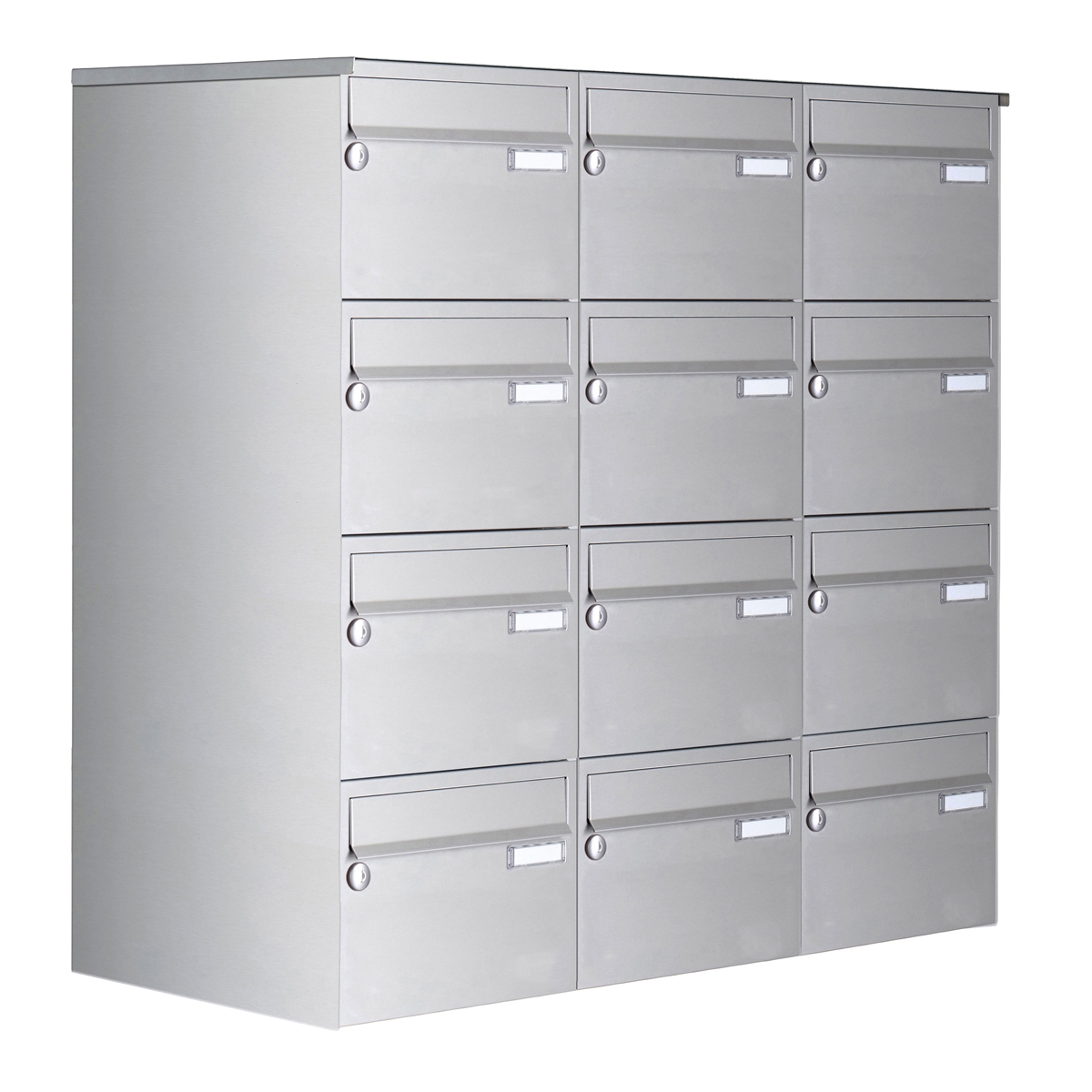 12er Edelstahl Aufputz Briefkastenanlage Design BASIC 385 A 220 - Edelstahl V2A geschliffen 12er Edelstahl Aufputz Briefkastenanlage Design BASIC 385 A 220 - Edelstahl V2A geschliffen