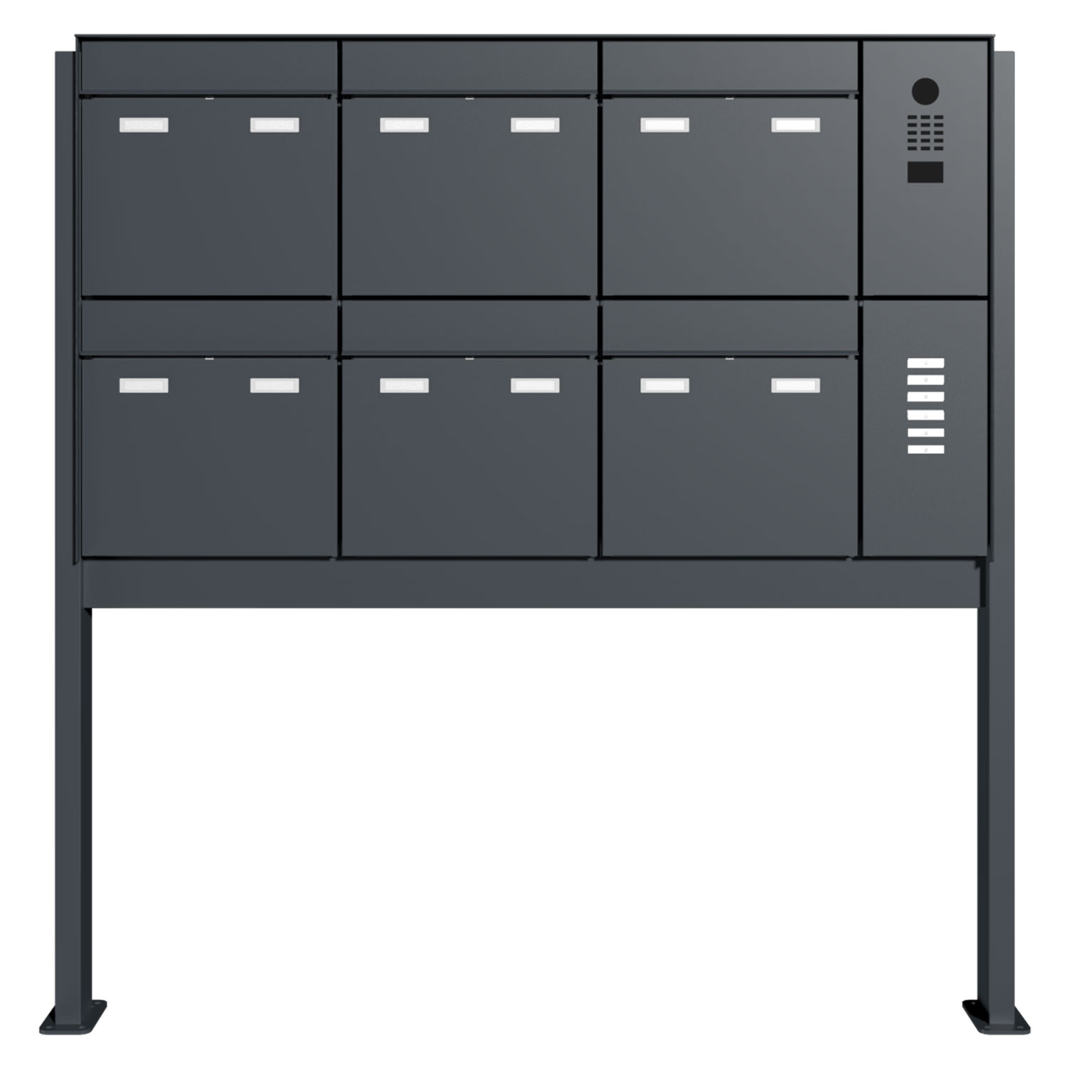 6-delige design brievenbuszuil GOETHE ST-Q rechts met DoorBird video intercom - RAL naar keuze