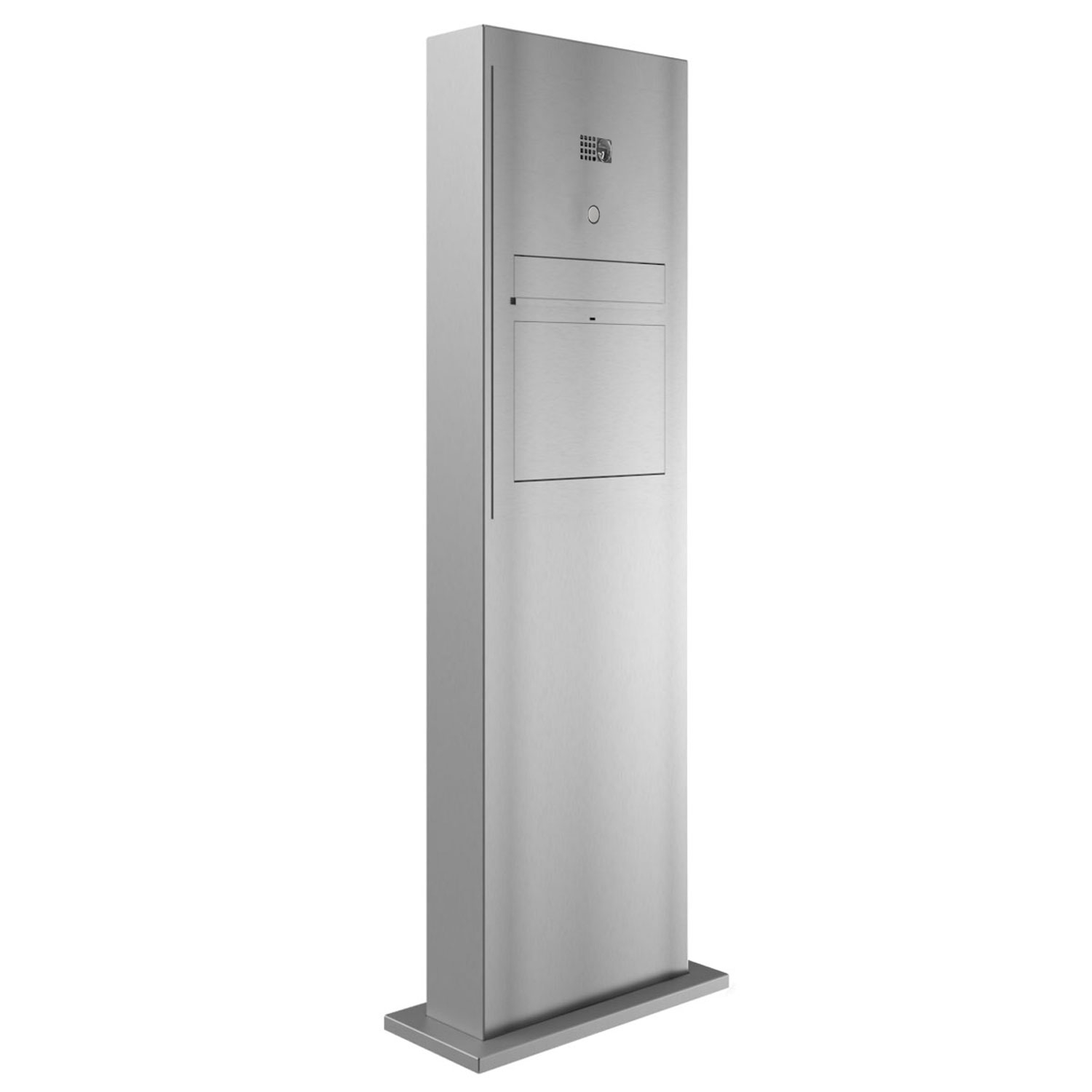 Stèle de boîte aux lettres design GRIMM - inox brossé avec COMELIT Ultra - VIDEO Set