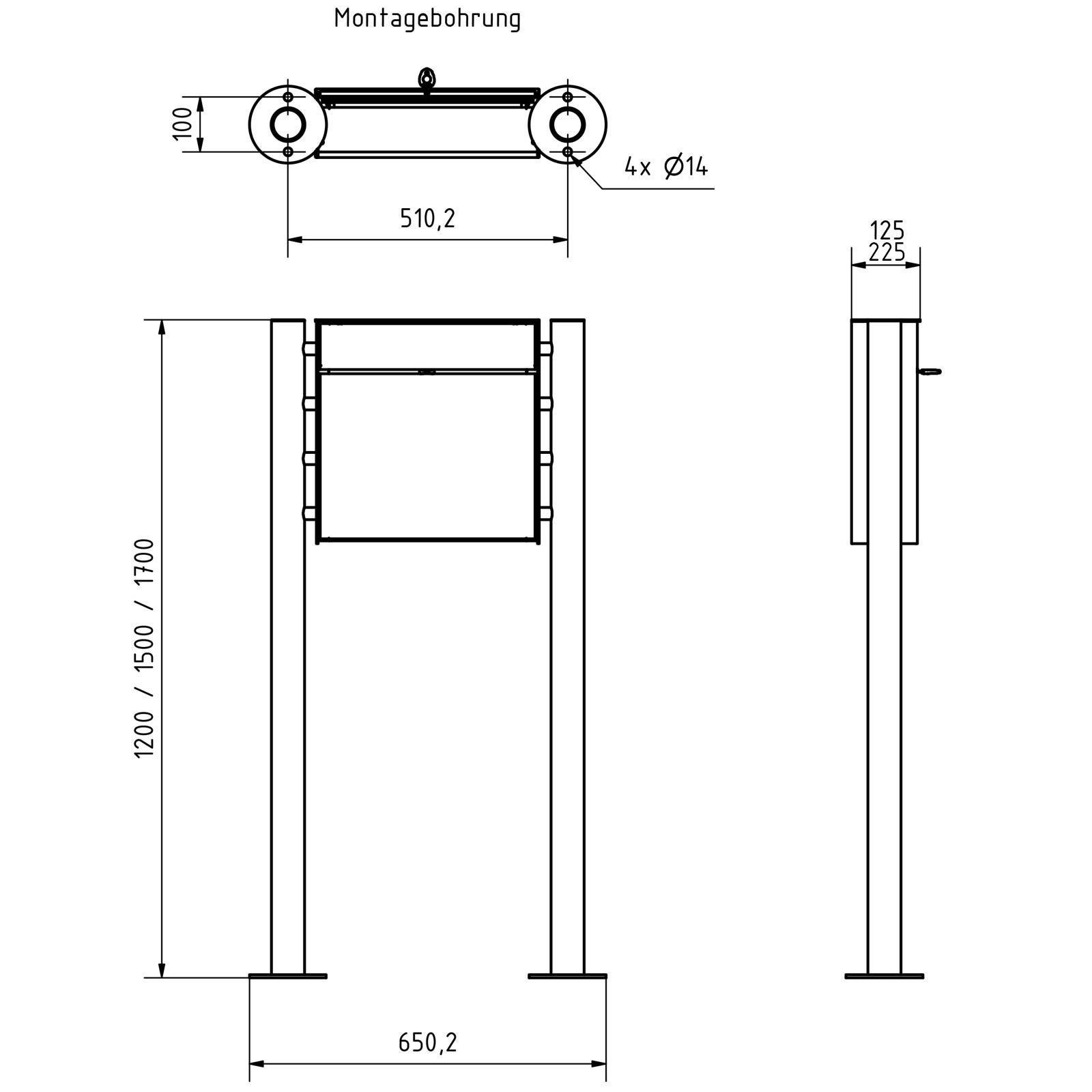Boîte aux lettres design sur pied GOETHE ST-R - RAL au choix