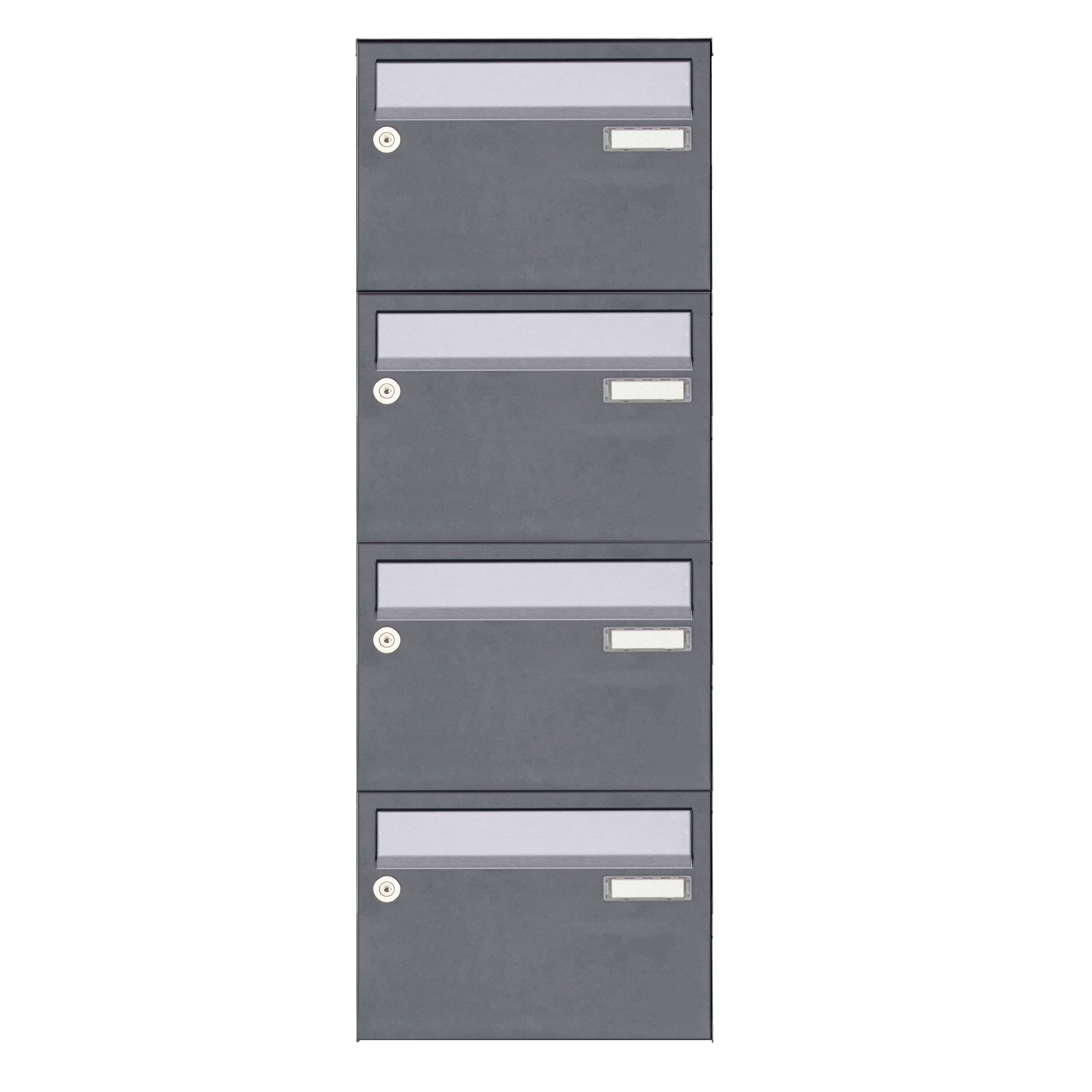 4er Aufputz Briefkastenanlage Design BASIC Plus 385 XA 220 - Edelstahl - RAL nach Wahl 4er Aufputz Briefkastenanlage Design BASIC Plus 385 XA 220 - Edelstahl - RAL nach Wahl
